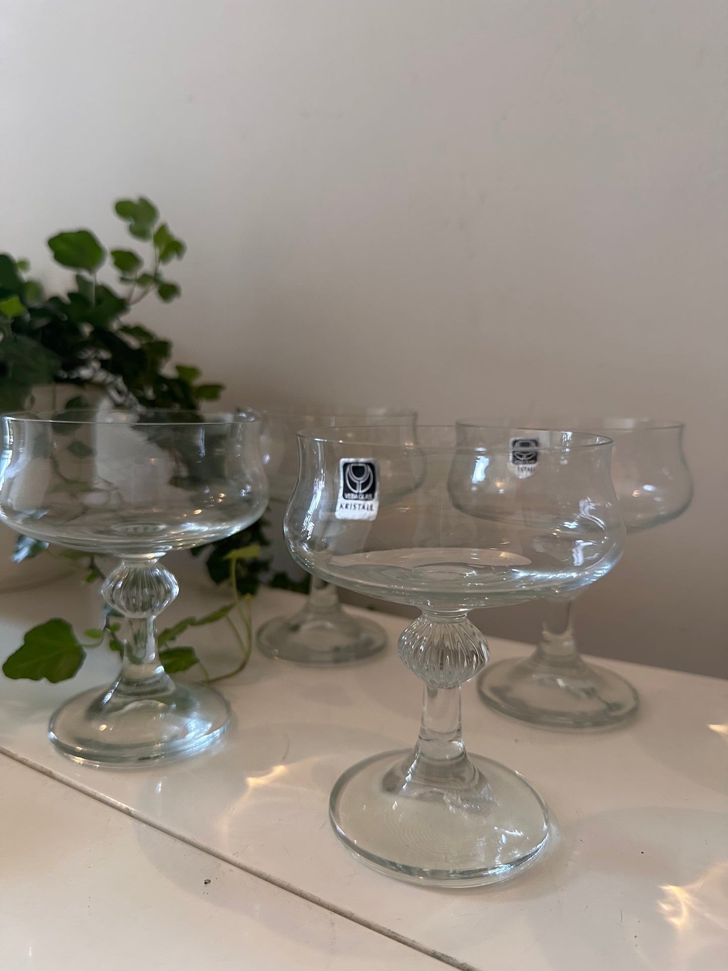 Set van 4 kristallen coupe champagne glazen