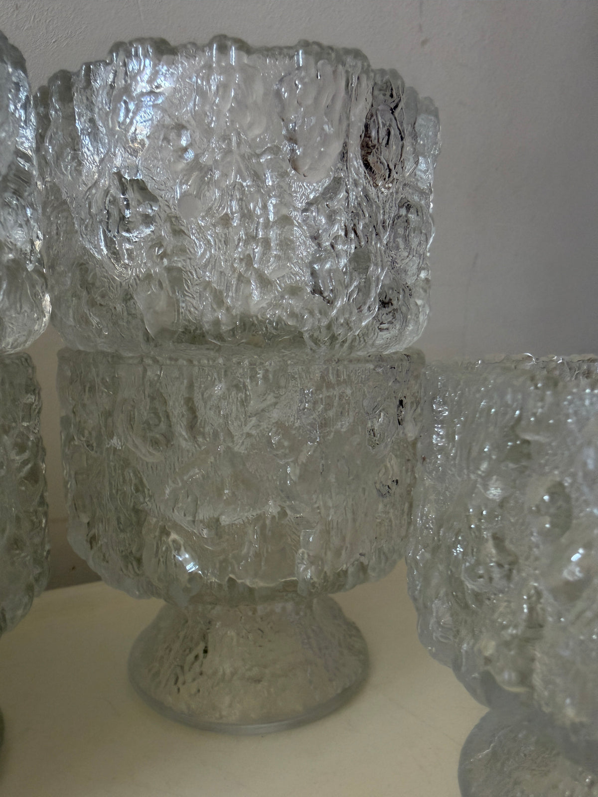 Set van 6 Ice Bark coupes Frost glass
