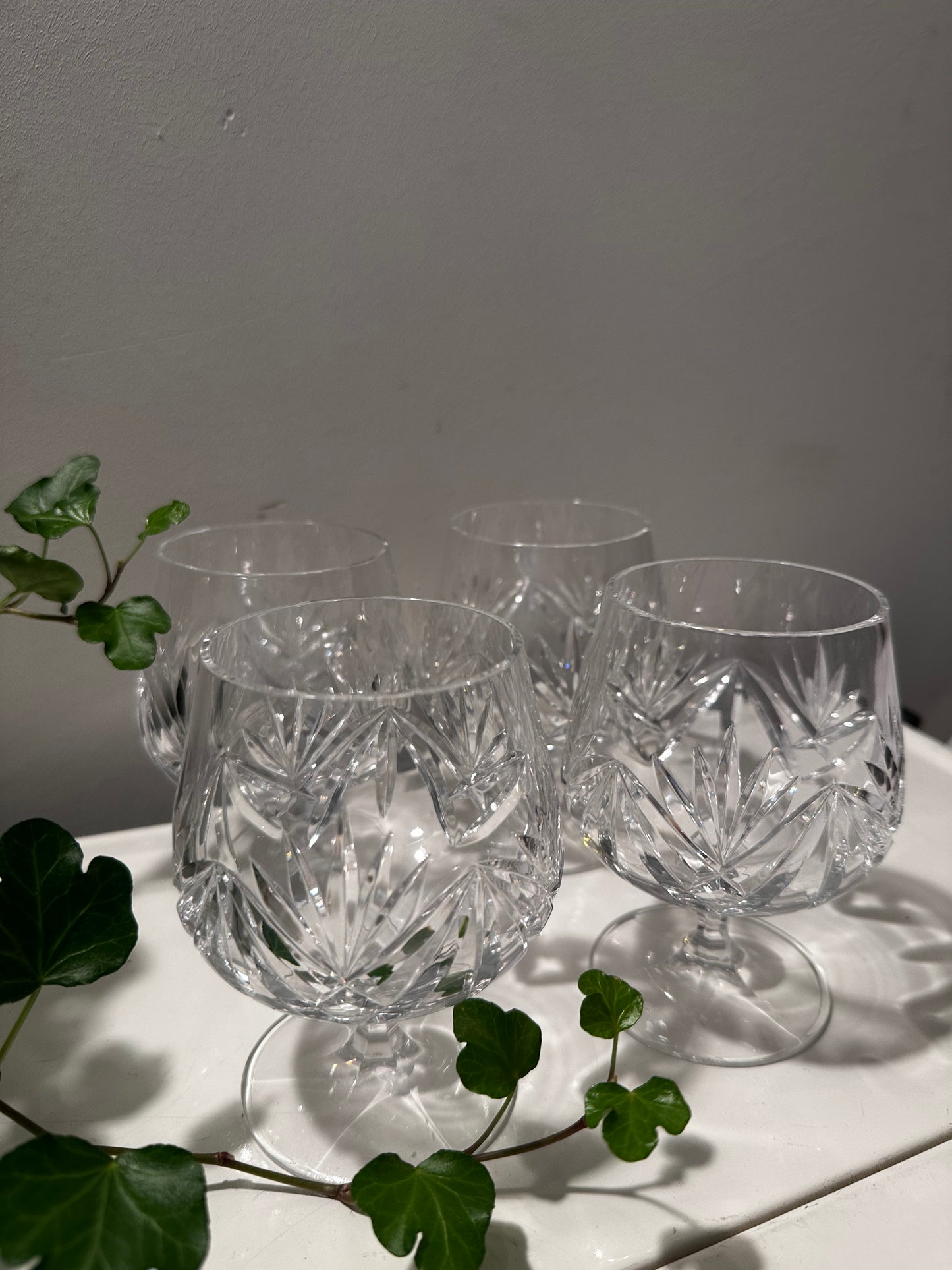 4 vintage kristallen cognac glazen