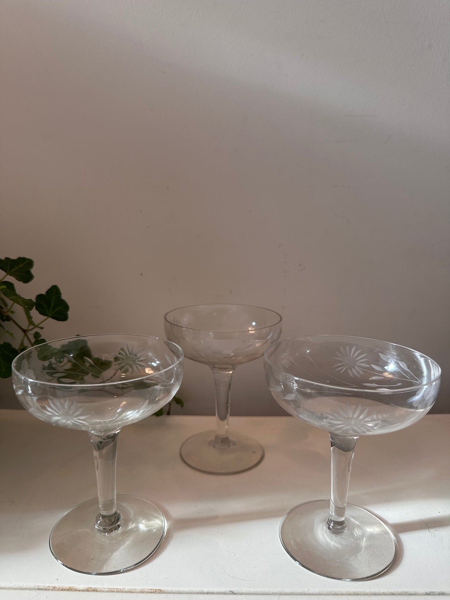 Set van 3 coupe champagne glazen