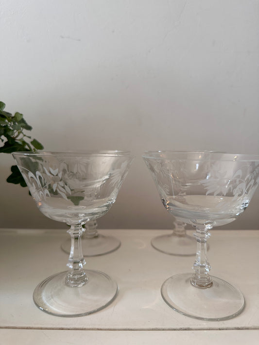 Set van 4 kristallen coupe champagne glazen
