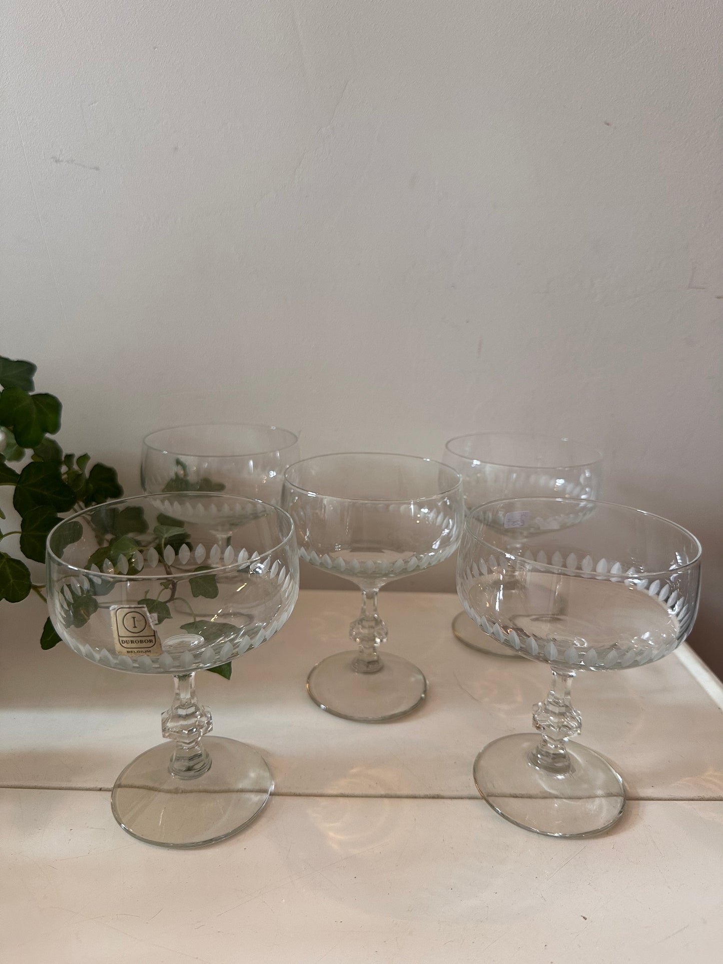 Set van 5 kristallen coupé champagne glazen