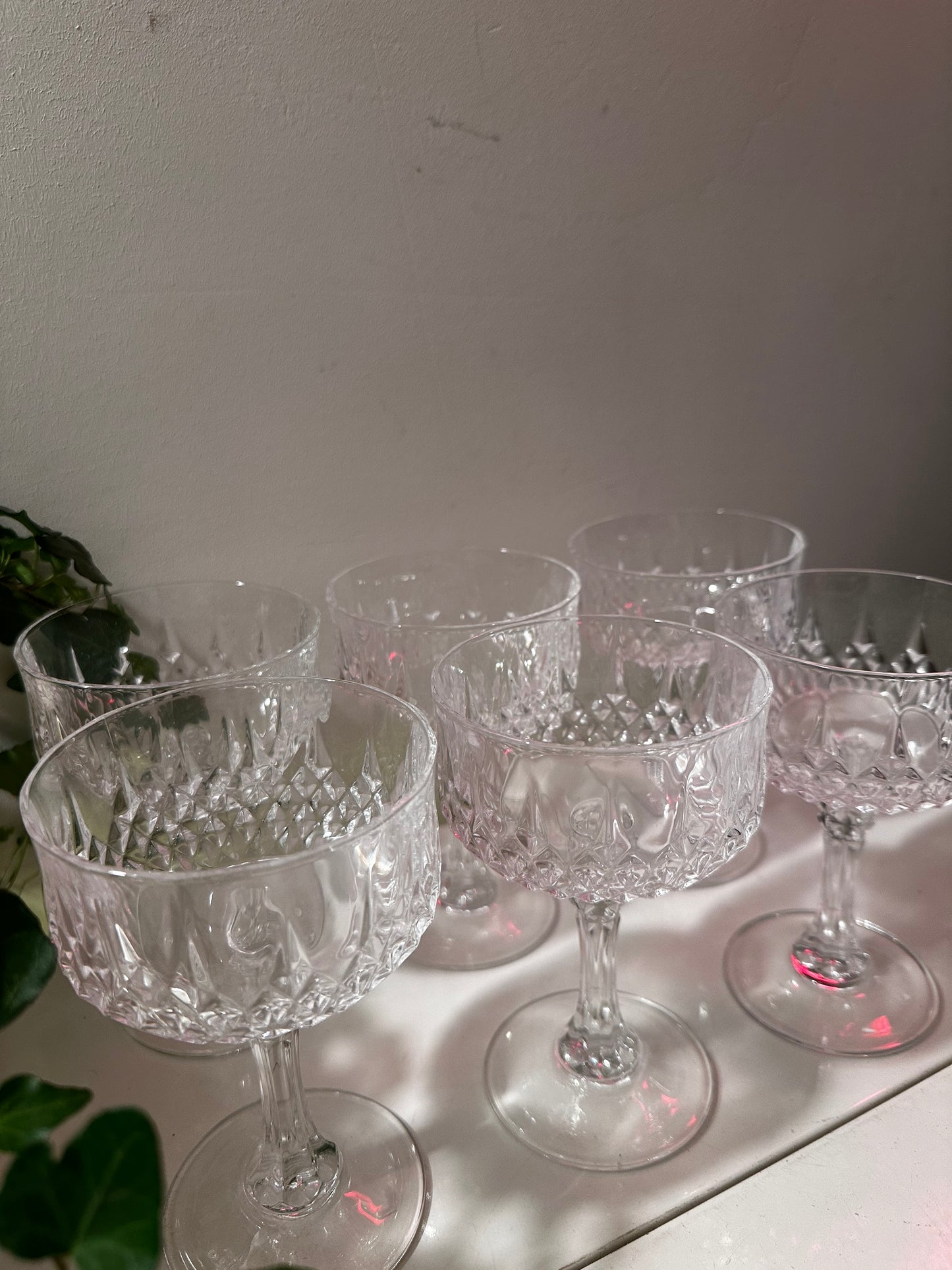 6 vintage kristallen coupe champagne glazen