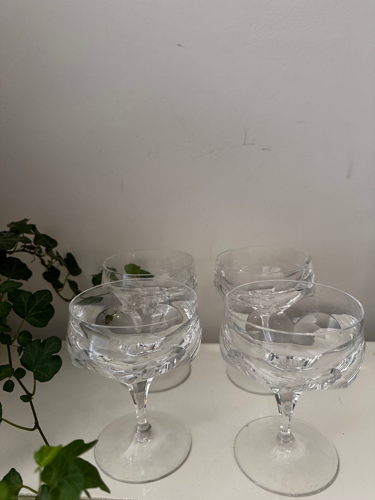 Set van 4 kristallen coupe champagne glazen