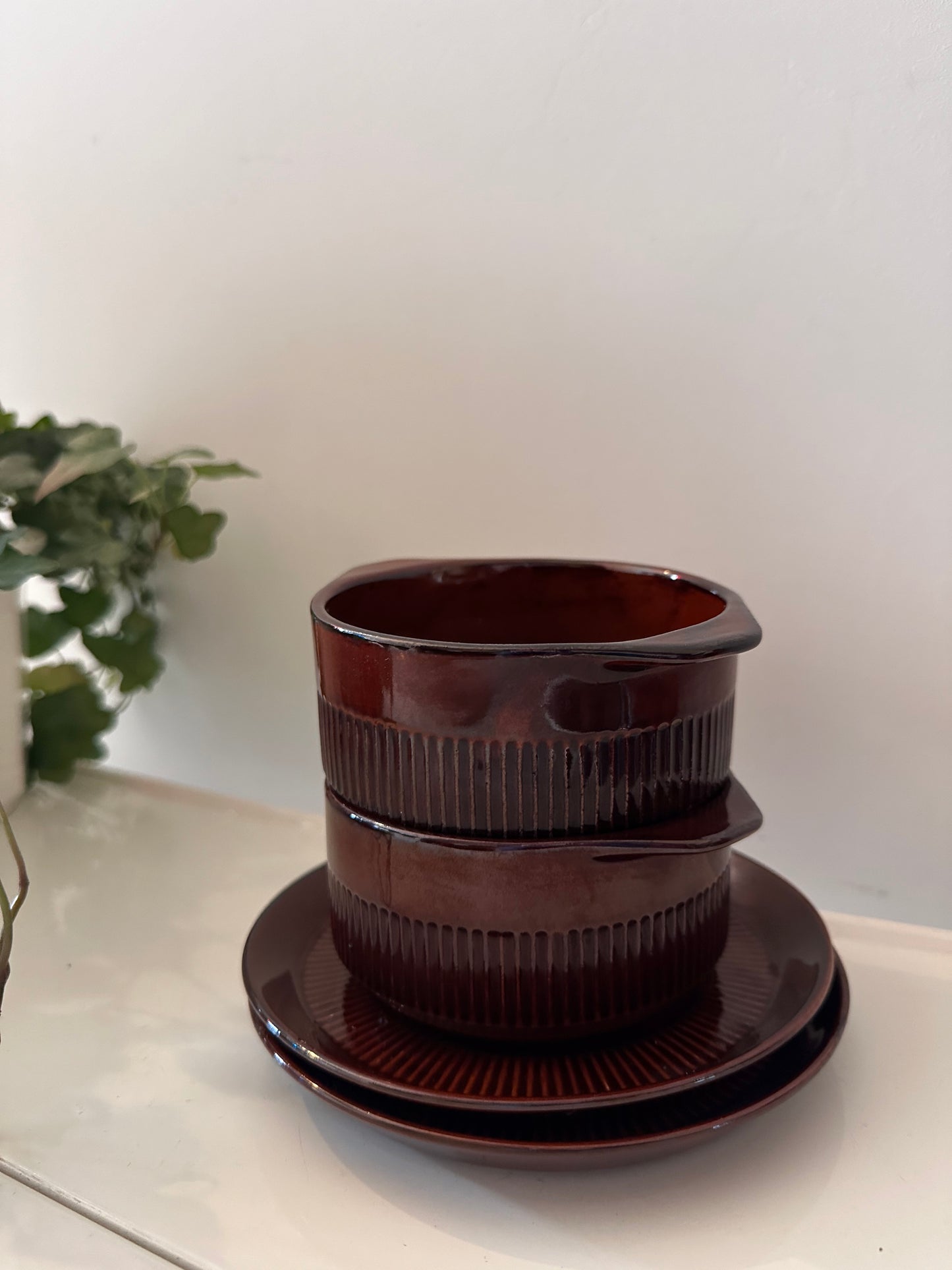 2 retro soepkommen met schotel