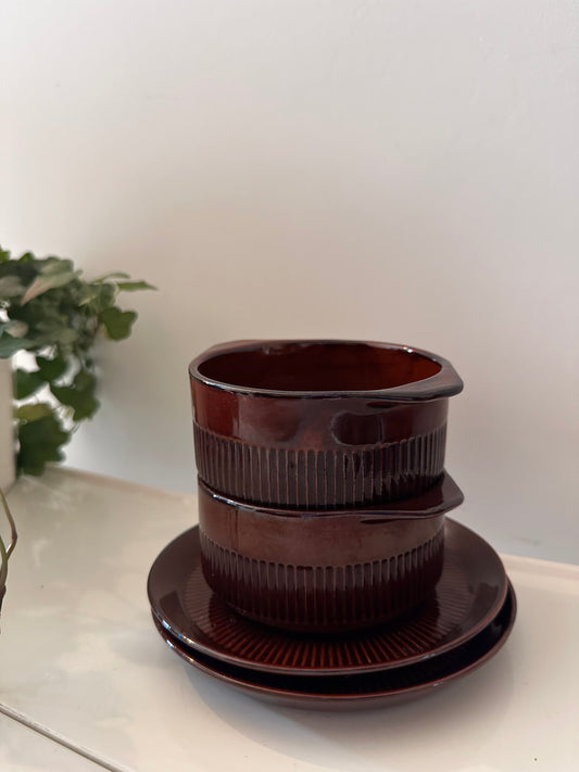 2 retro soepkommen met schotel