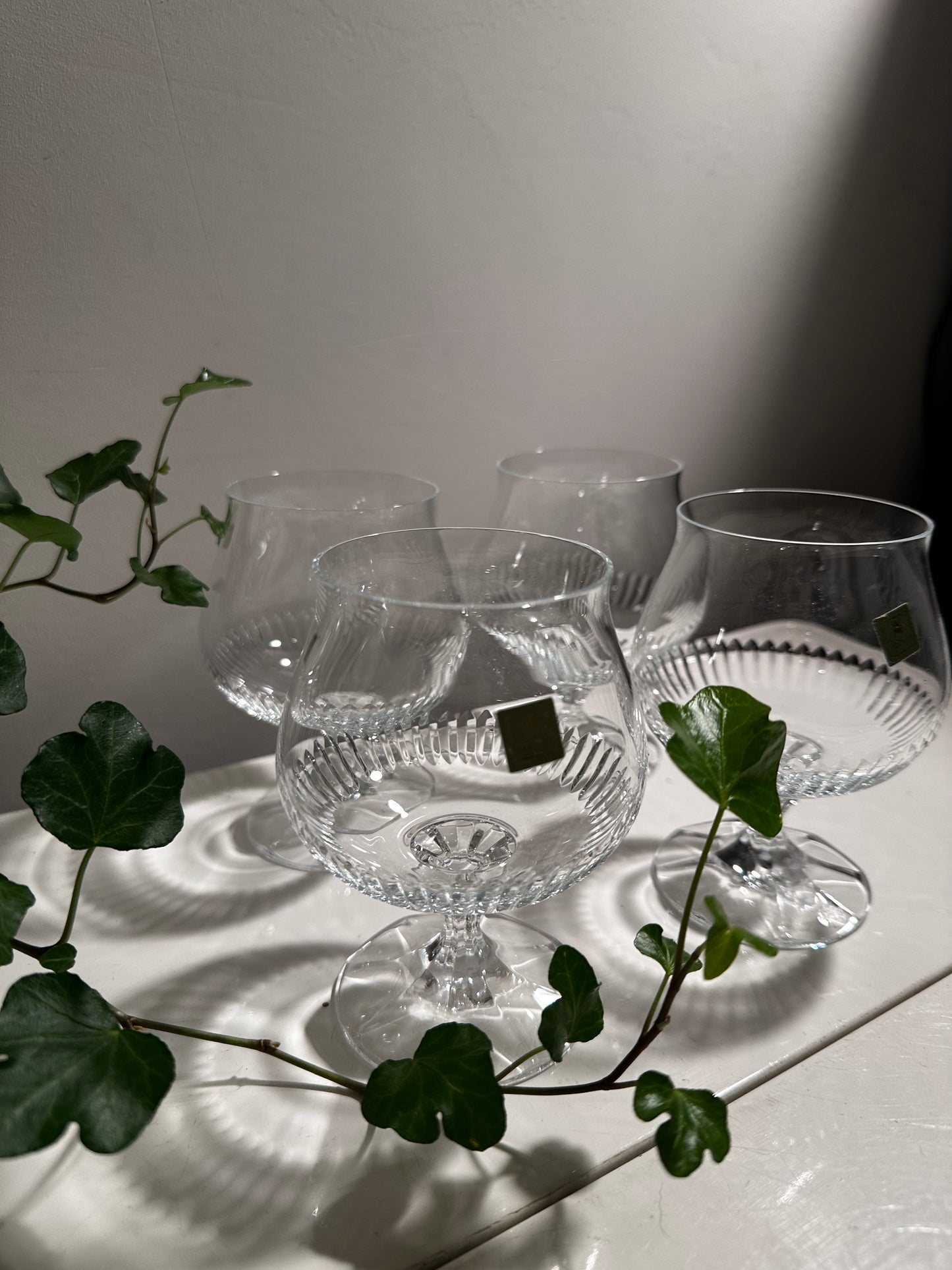 Set van 4 vintage antieke kristallen cognac glazen