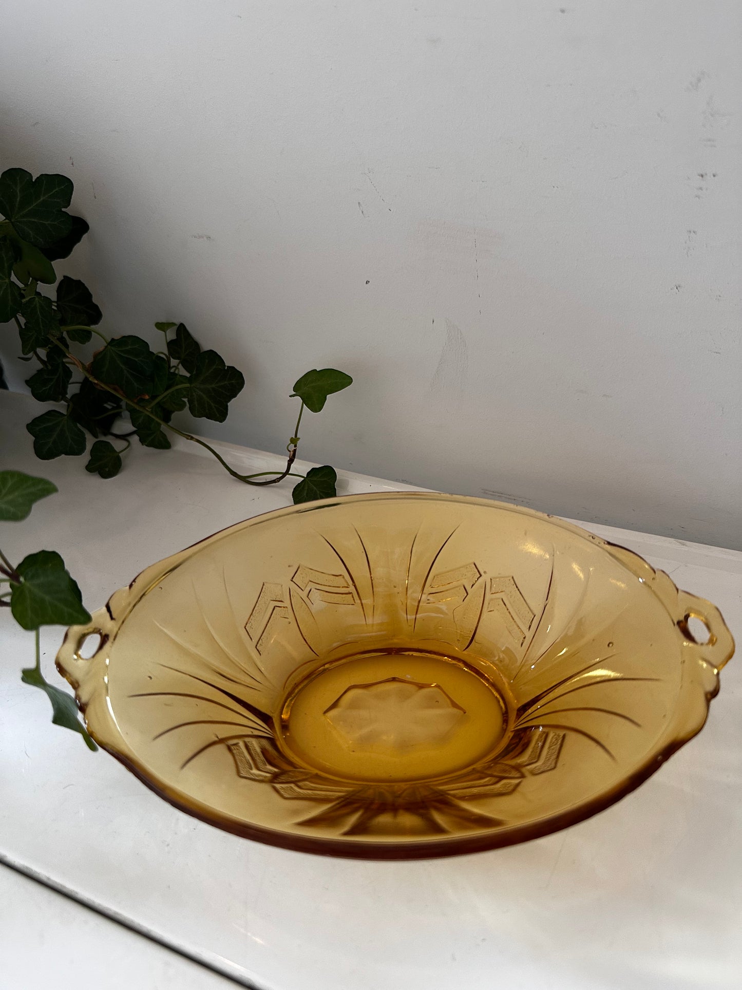 Persglazen schaaltje amberkleurig