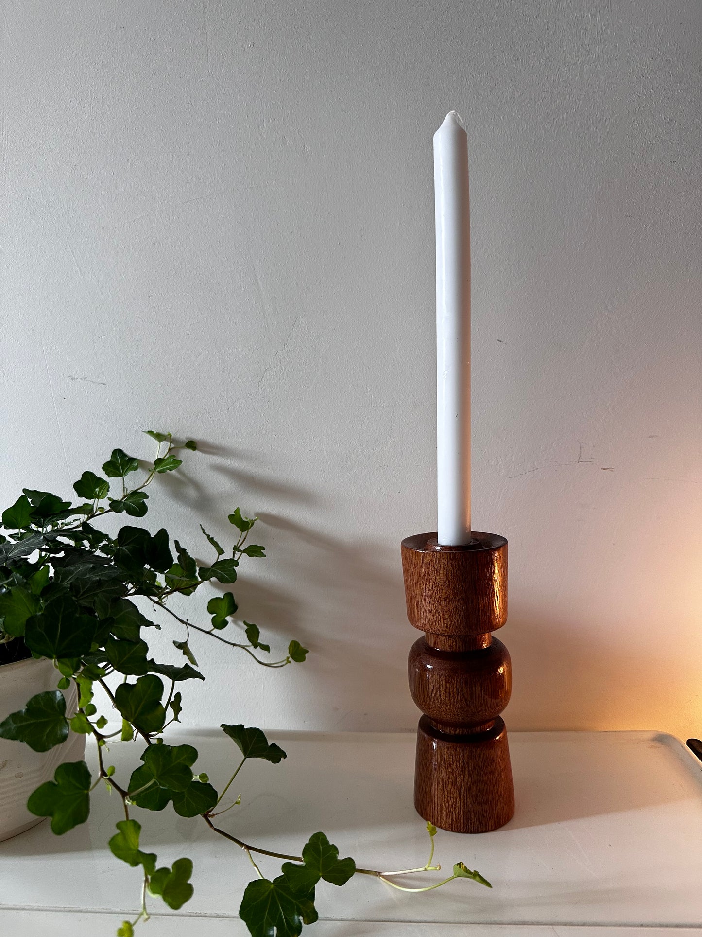 Mid Century houten kandelaar