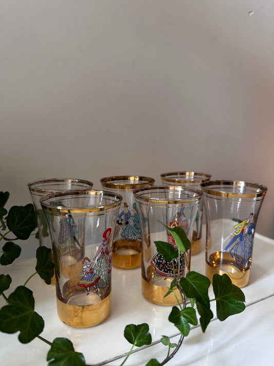 Set van 6 tumbler glazen Hollywood regency