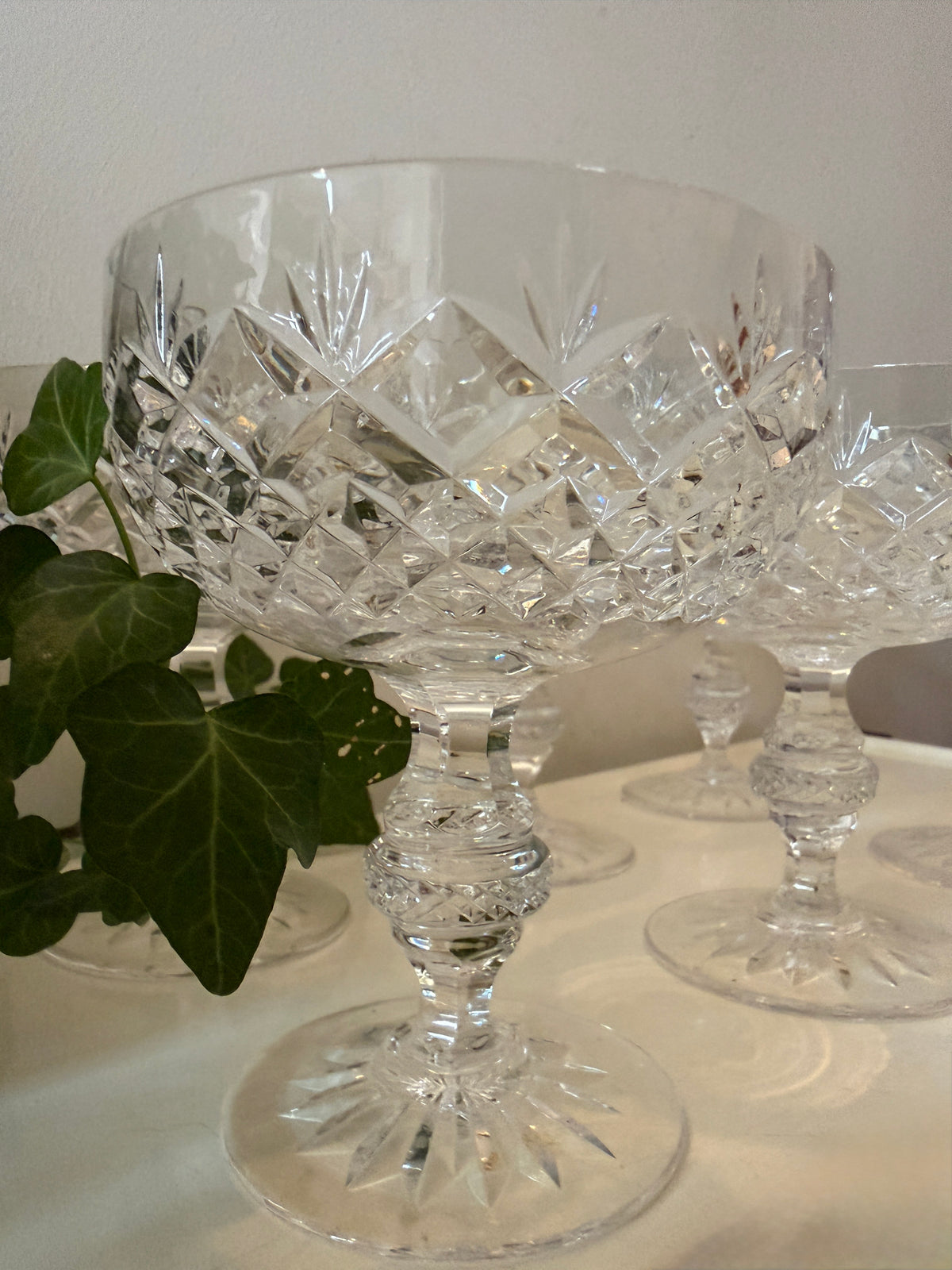 Set van 6 geslepen kristallen coupe champagne glazen