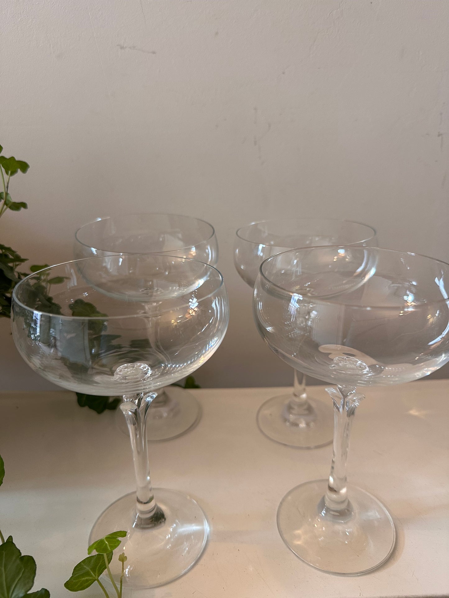Set van 4 kristallen coupe champagne glazen