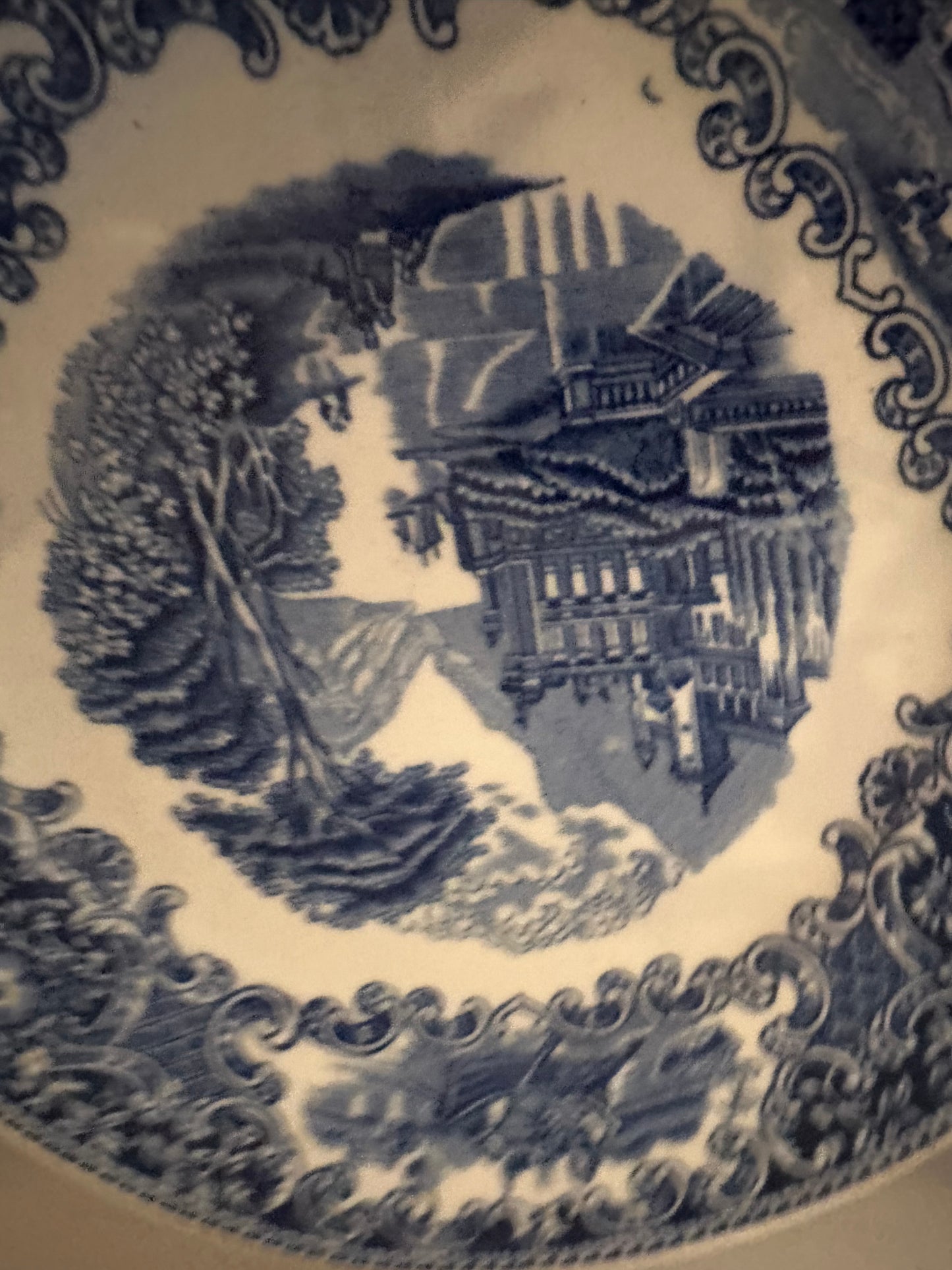 Set van 6 blauw witte bordjes