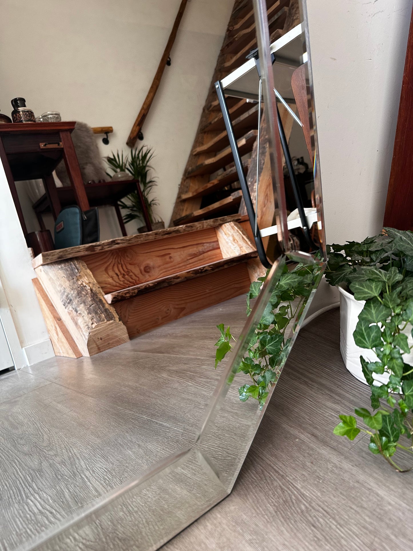 Vintage Jaren 80 spiegel facet geslepen