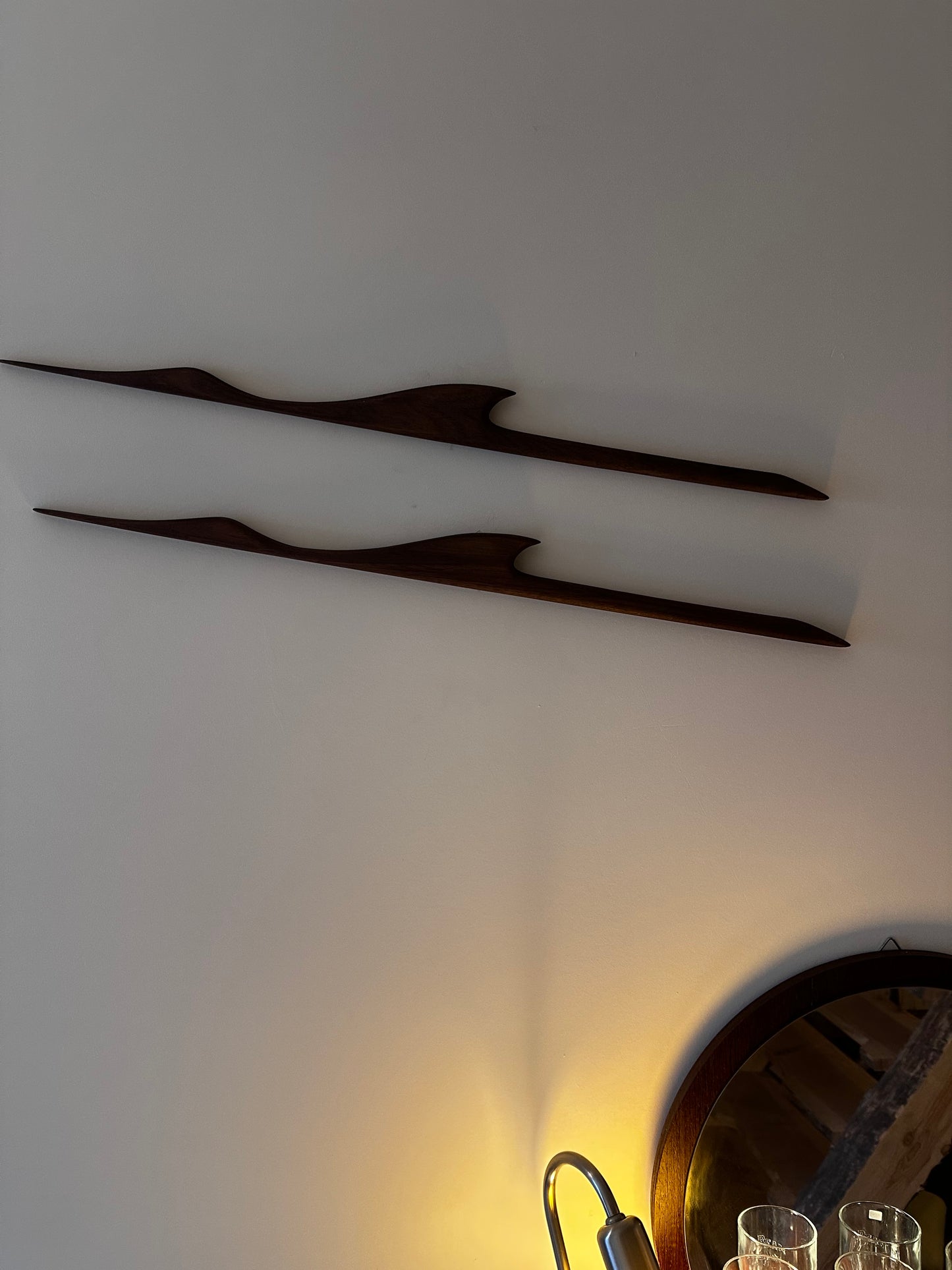 Mid Century set van twee wandvogels kraanvogels