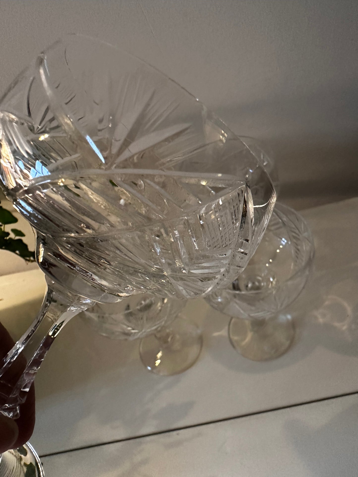 5 kristallen voetglazen vintage