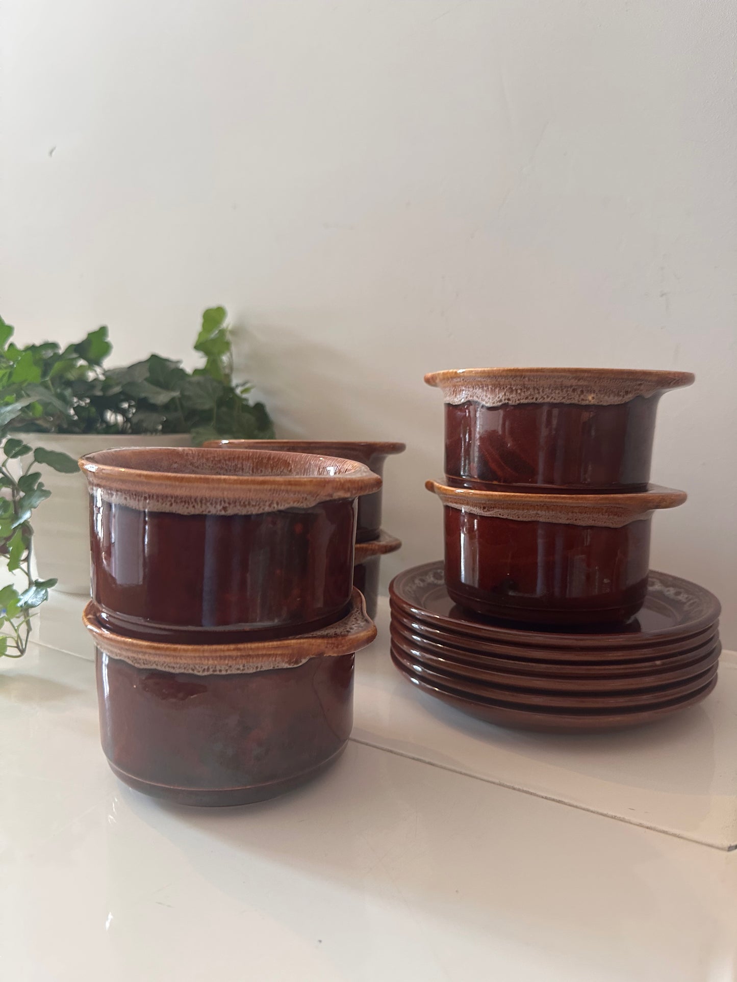 Set van 6 soepenkommen met borden jaren 70