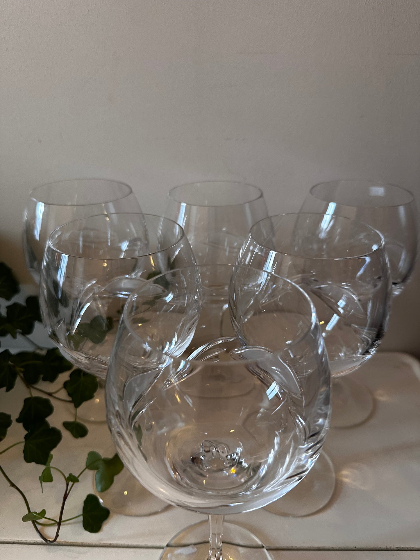 6 zwaar kristallen glazen vintage