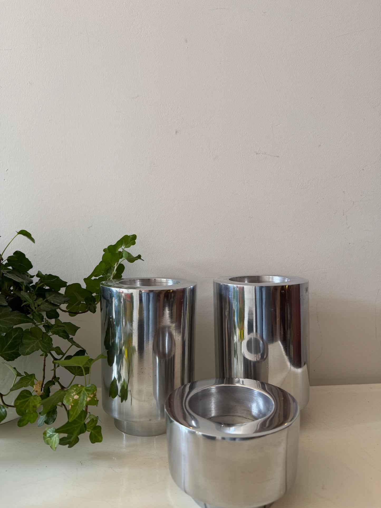 Set van 3 Chrome waxinelichthouders