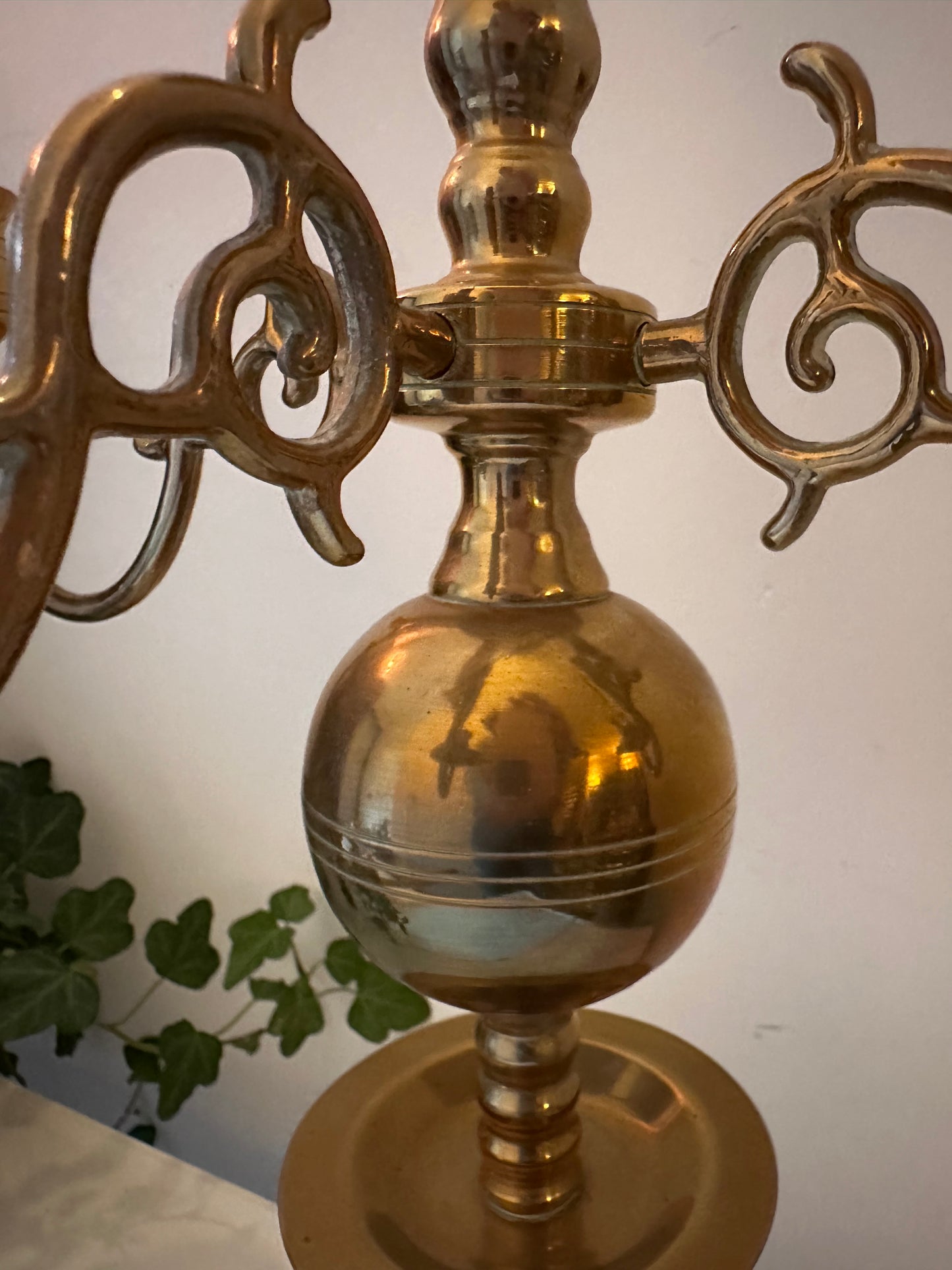 Grote messing kandelaar 3 armen