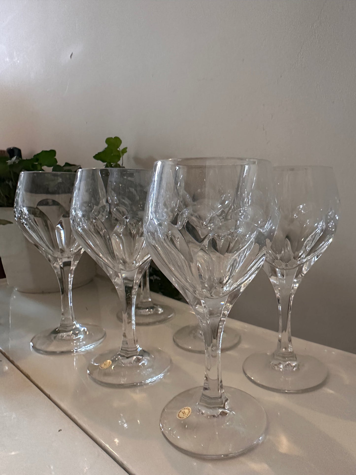 Set van 6 kristallen wijnglazen