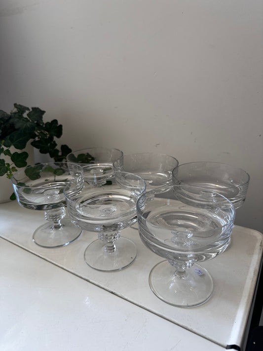Set van 6 kristallen coupe champagne glazen