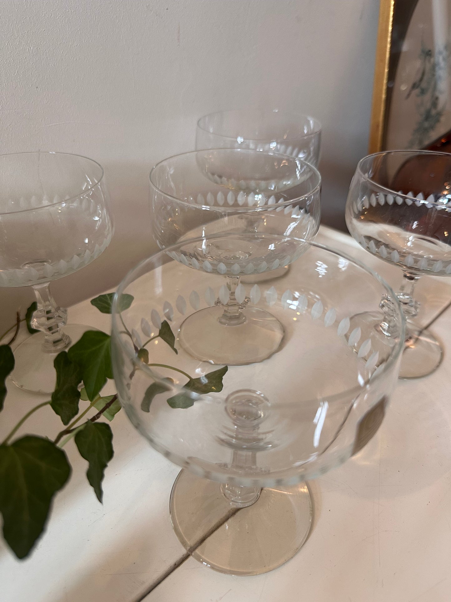 Set van 5 kristallen coupé champagne glazen