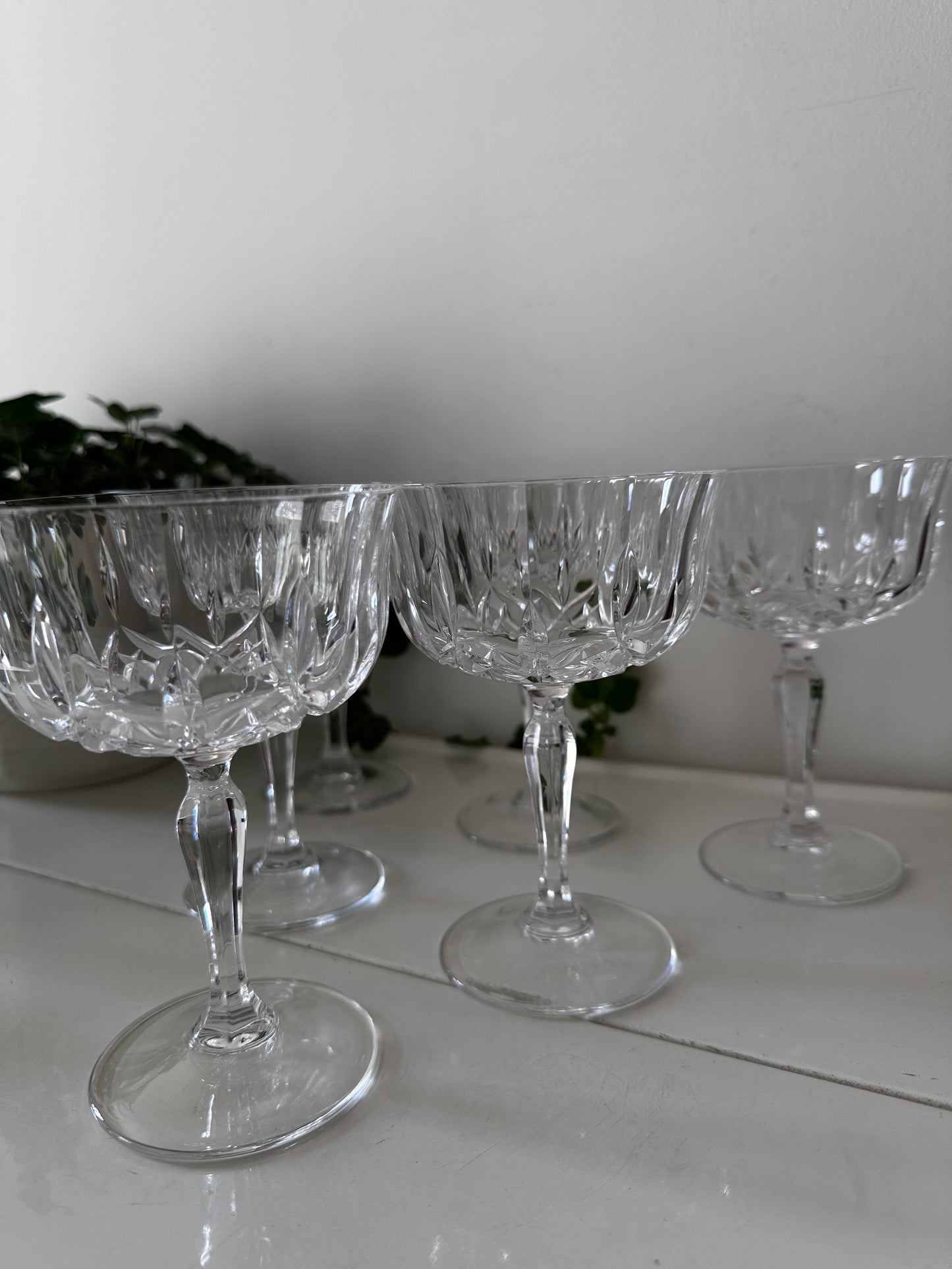 Set van 6 kristallen coupe champagne glazen