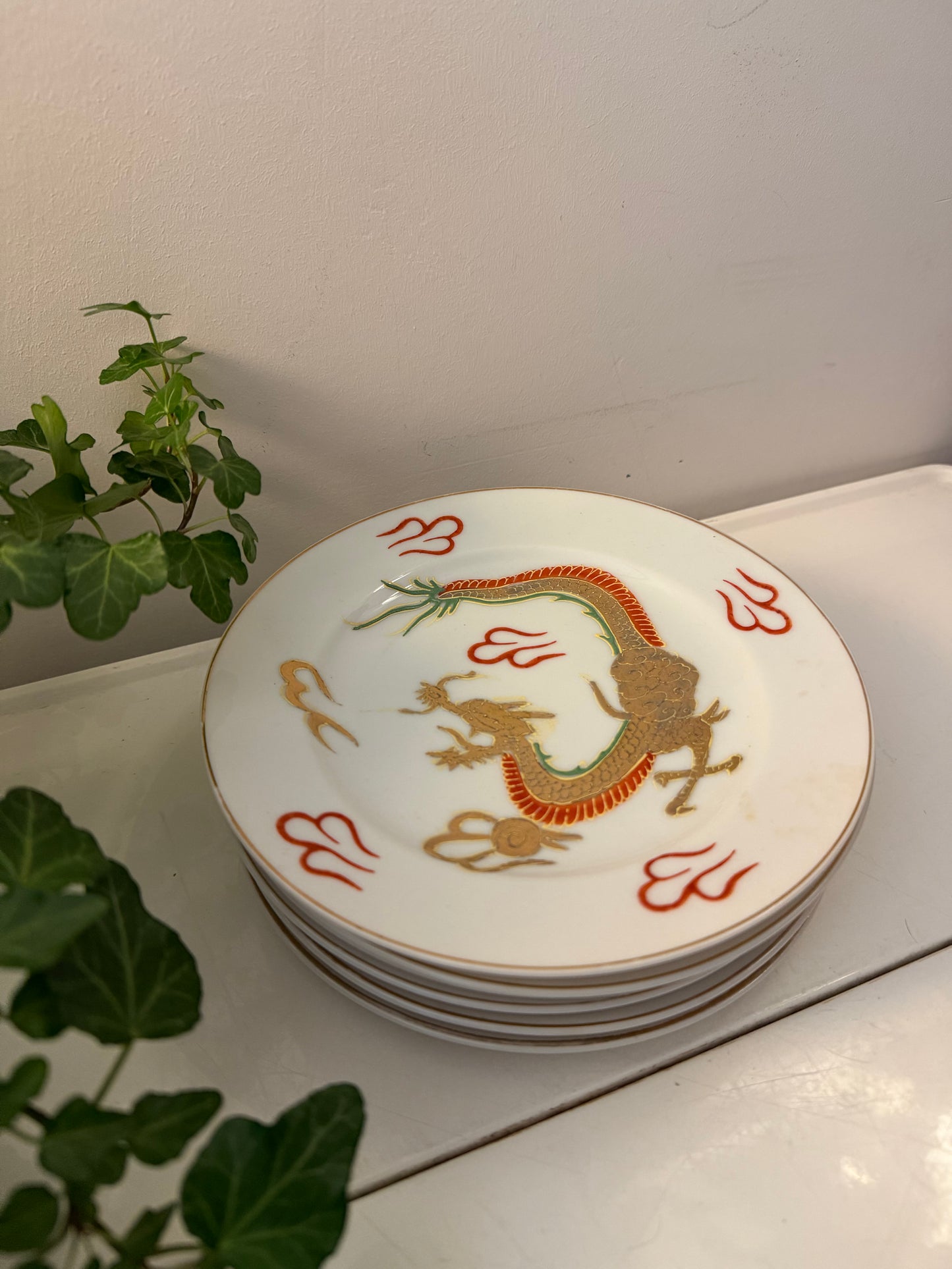 Set van 6 Japans porseleinen gebaksbordjes