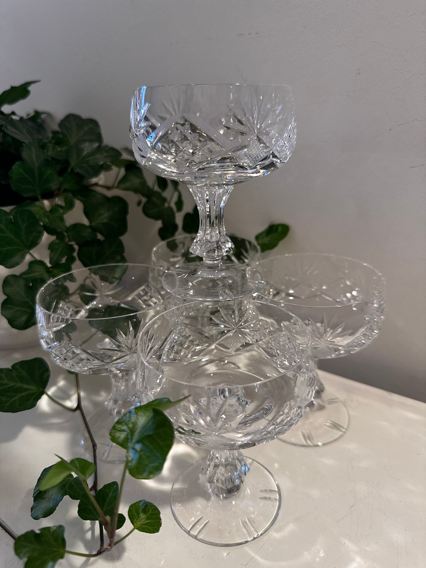 5 vintage kristallen likeurglaasjes