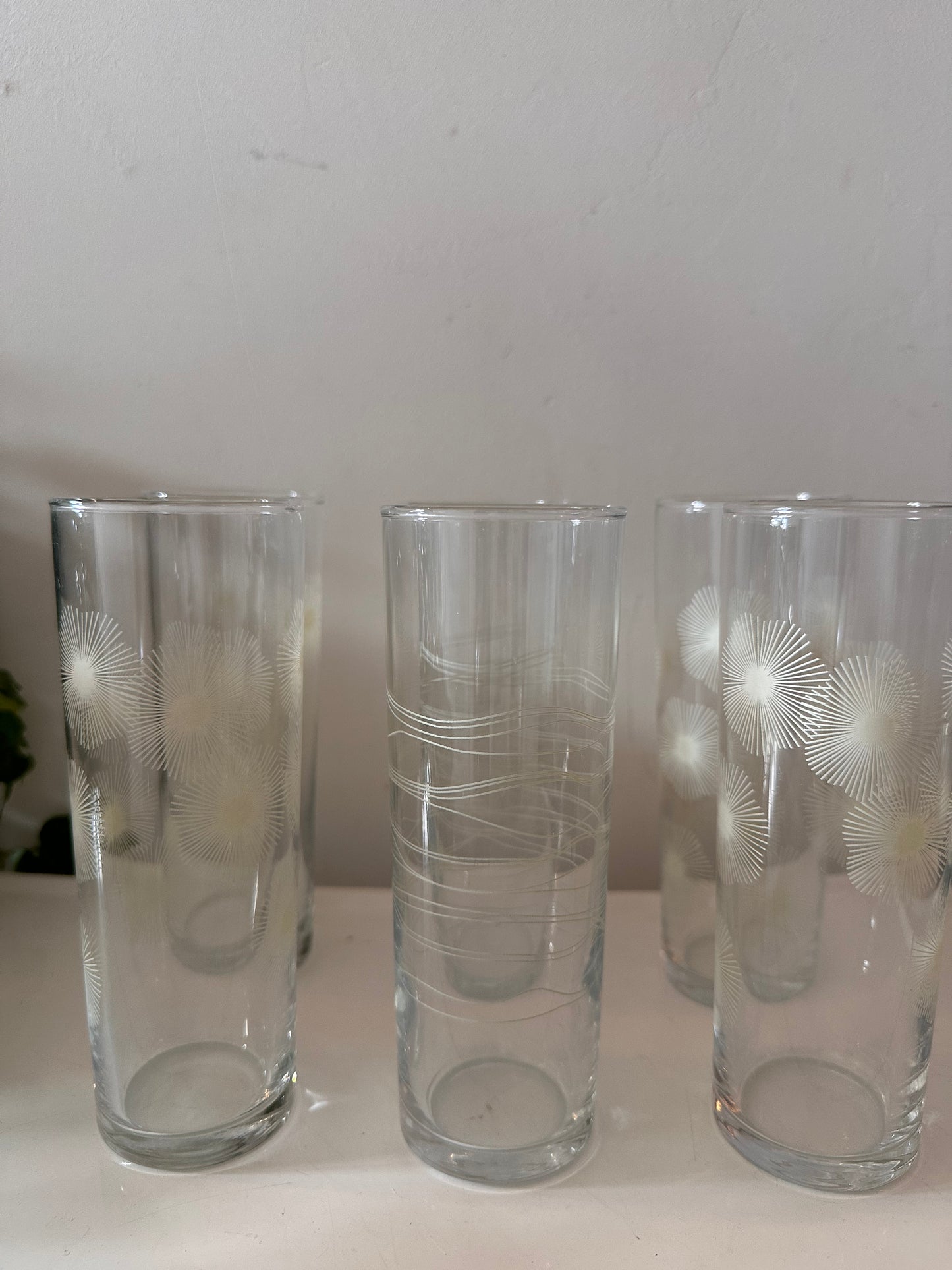 Set van 6 Jaren 70 longdrink glazen