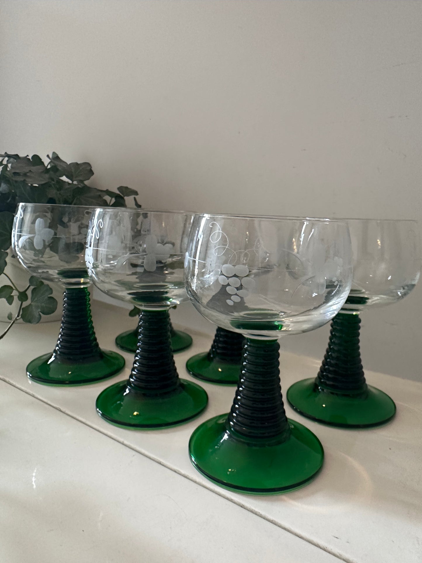 Set van 6 gegraveerde Roemer glazen