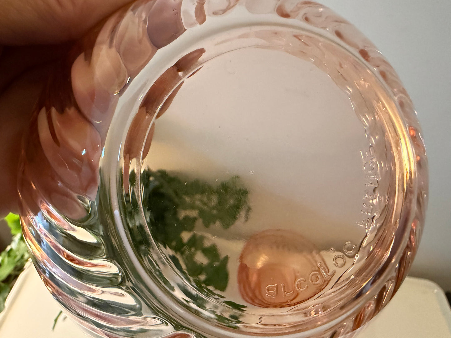 Set van 4 persglazen art deco kommen roze/oranje