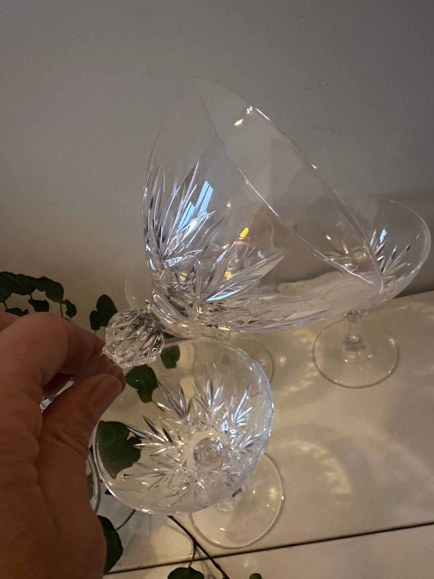 Vintage kristallen coupe champagne glazen