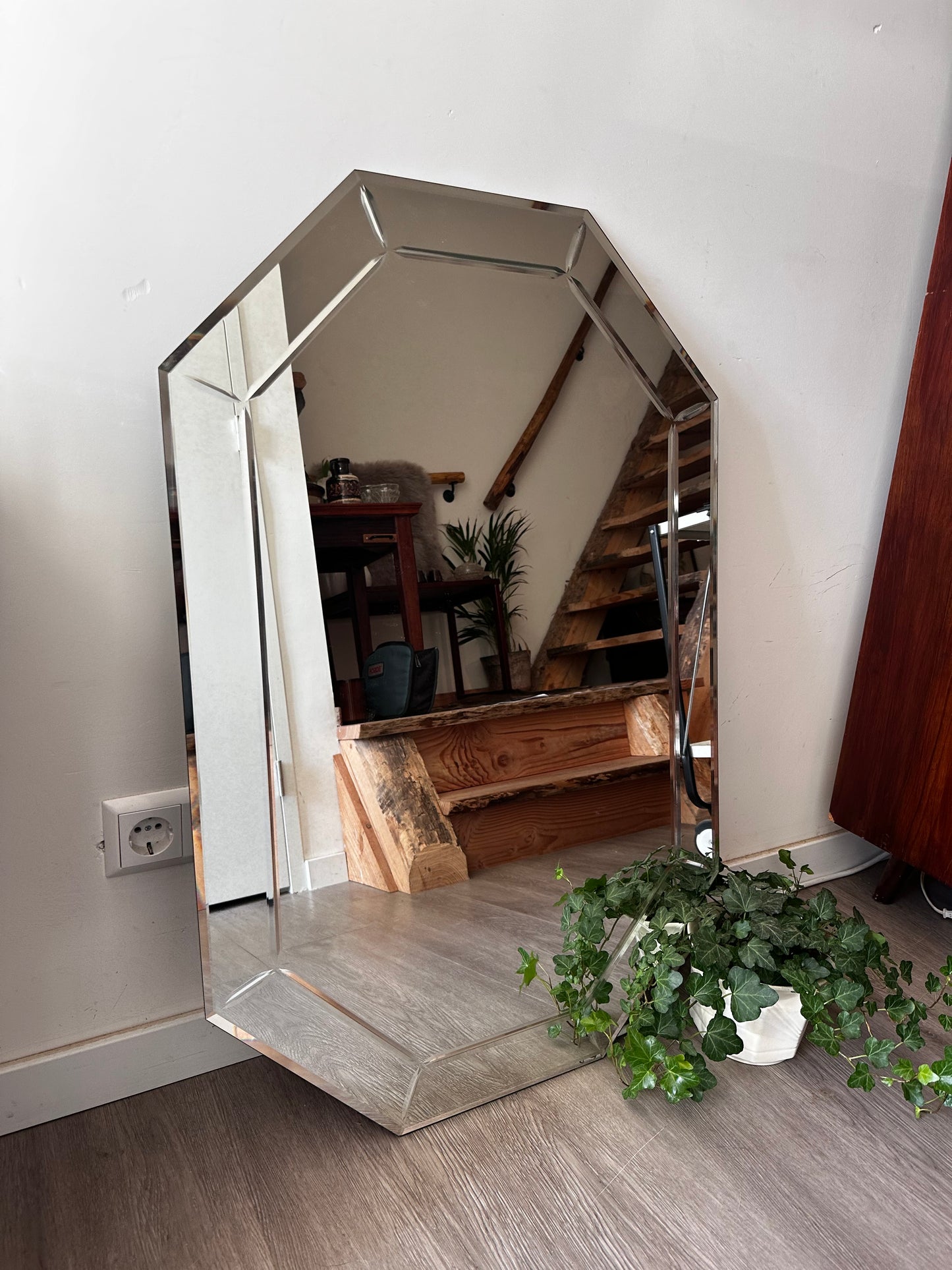 Vintage Jaren 80 spiegel facet geslepen