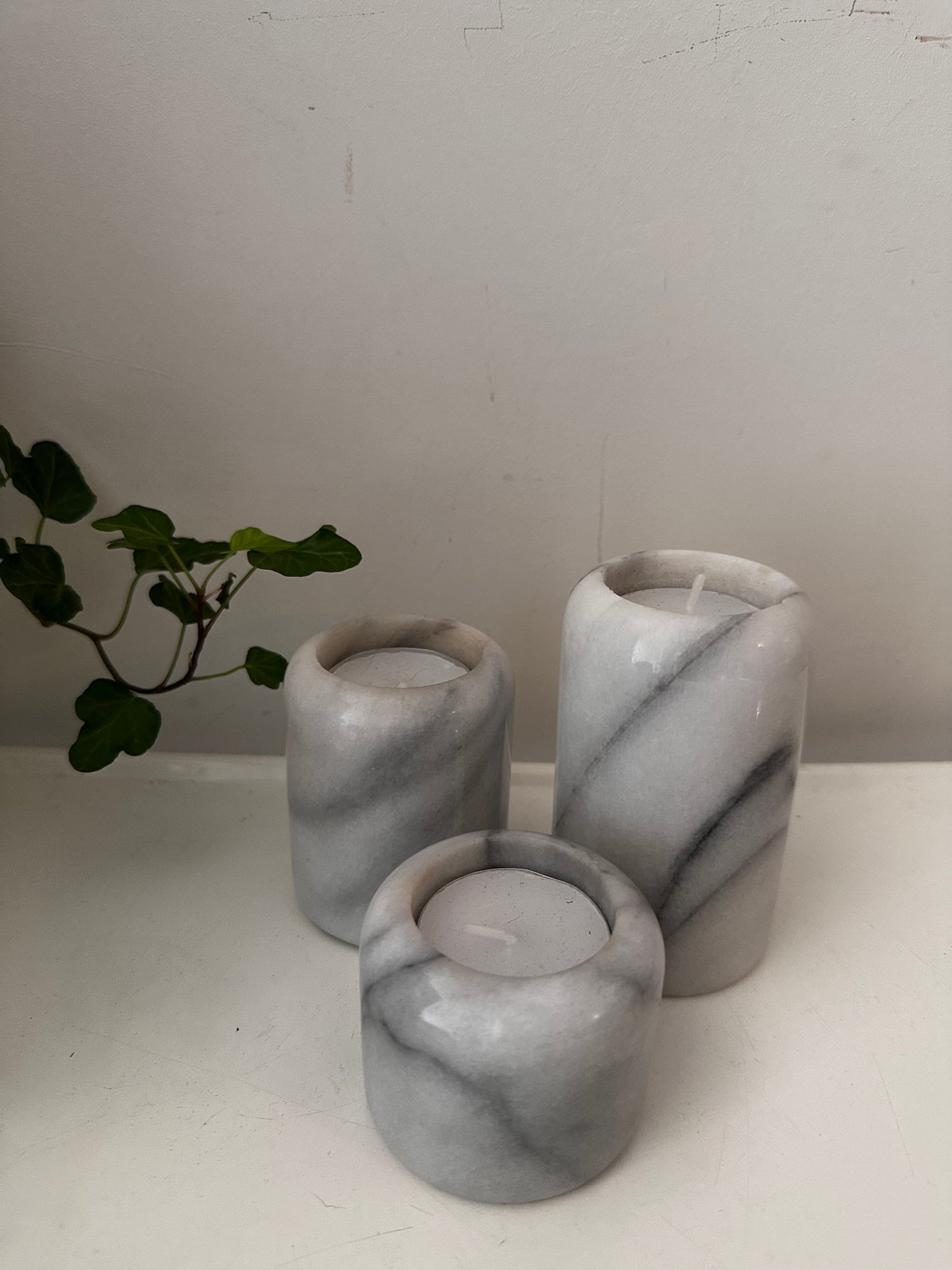 Onyx set van 3 waxinelichthouders