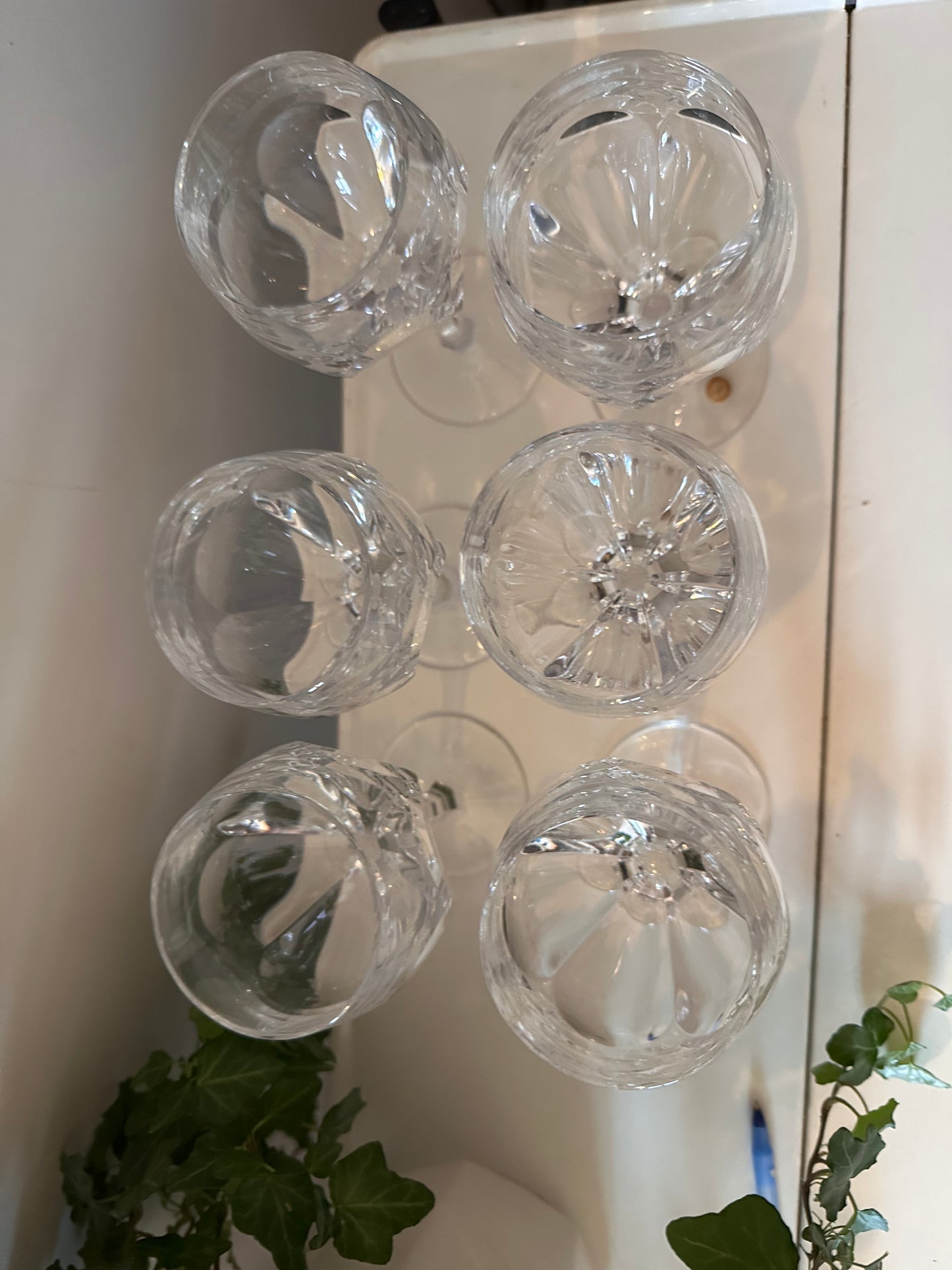 Set van 6 kristallen wijnglazen