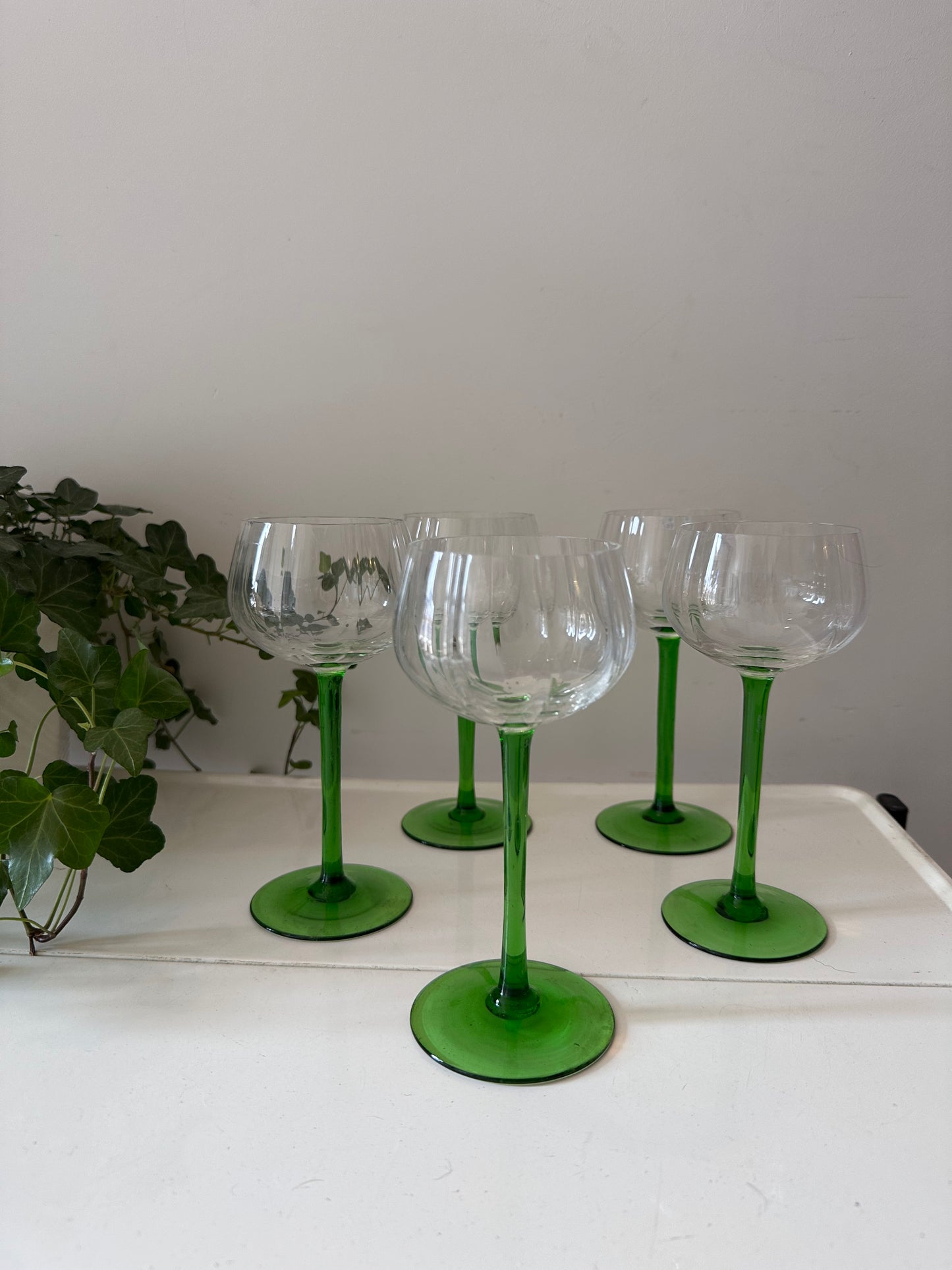 Set van 5 vintage wijnglazen kristal