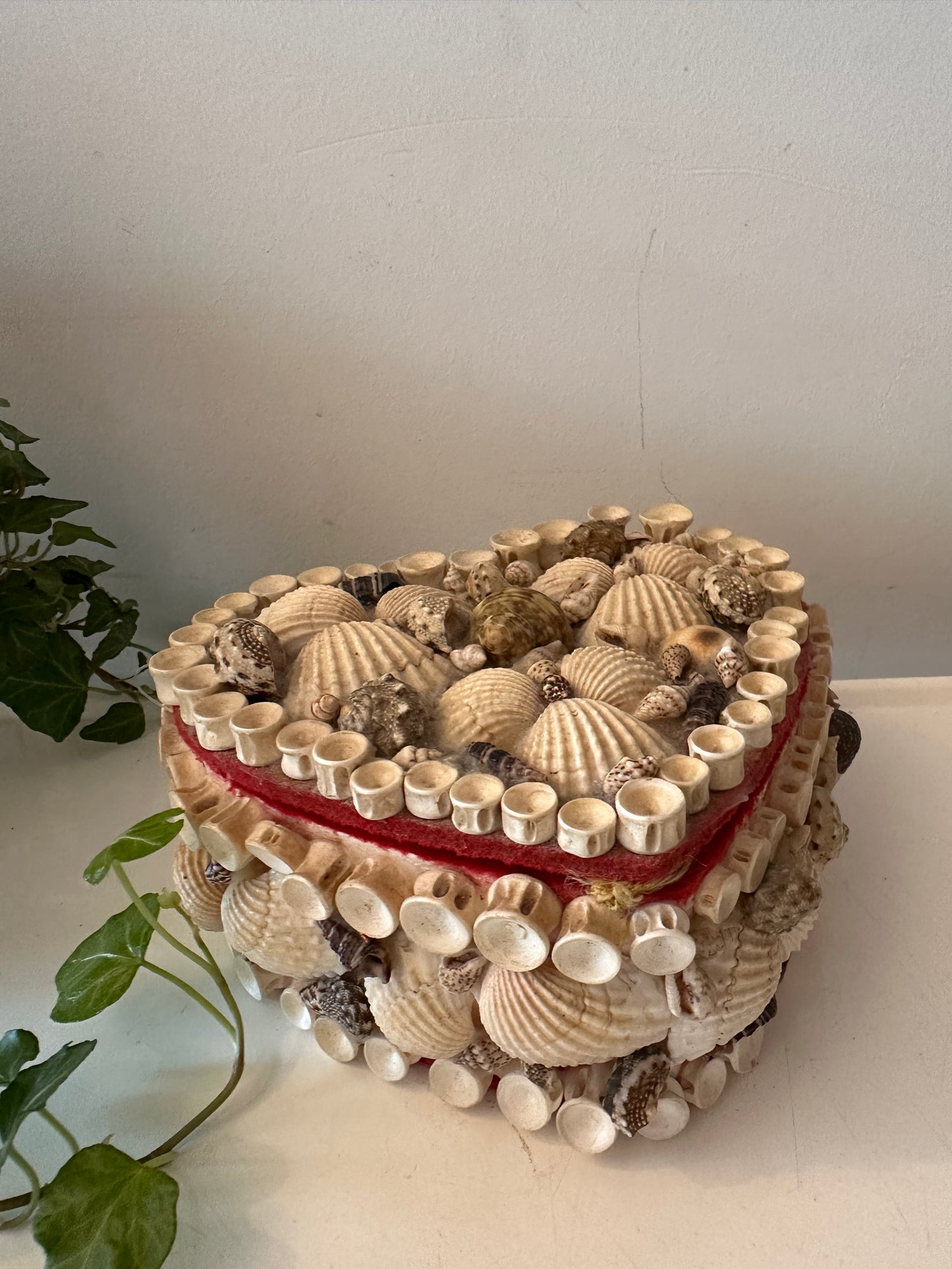 Sieradendoosje met schelpen hartvorm