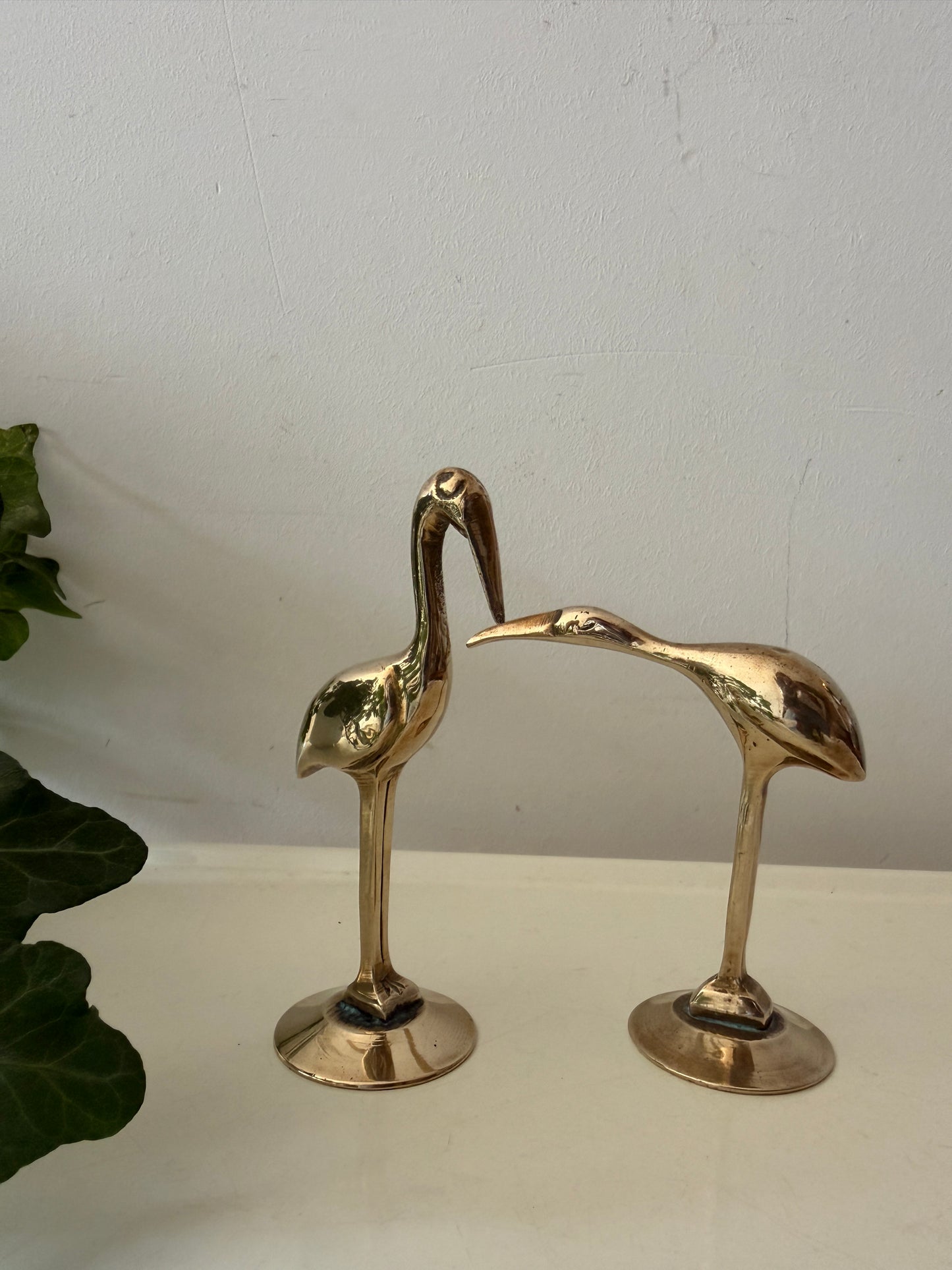 Set van twee messing vogels klein formaat