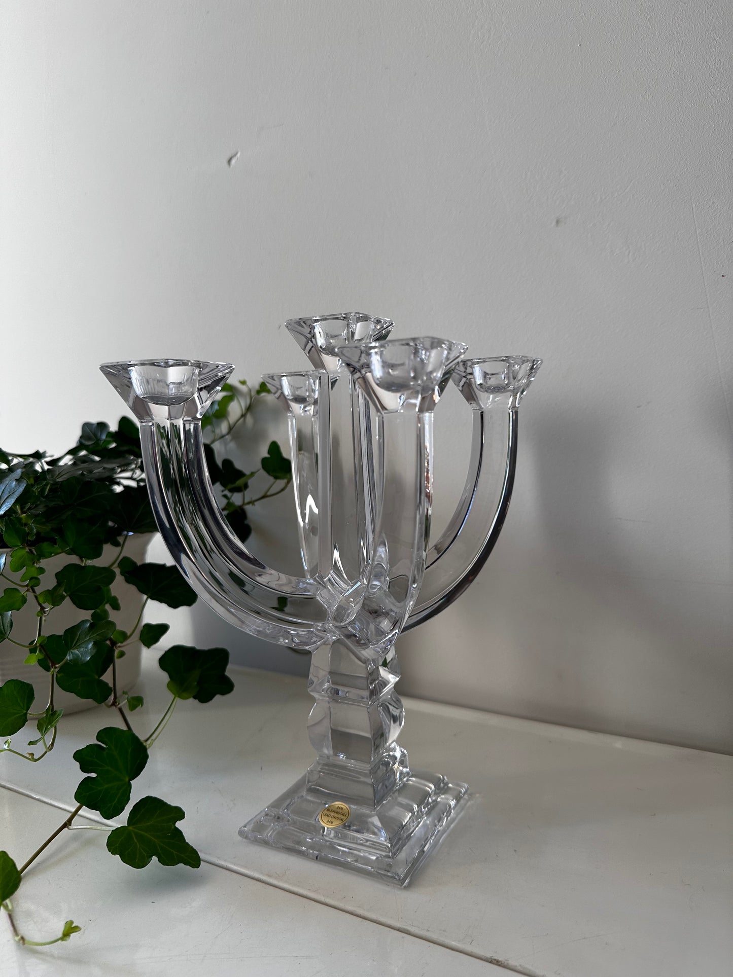 Kristallen 5 armige kandelaar