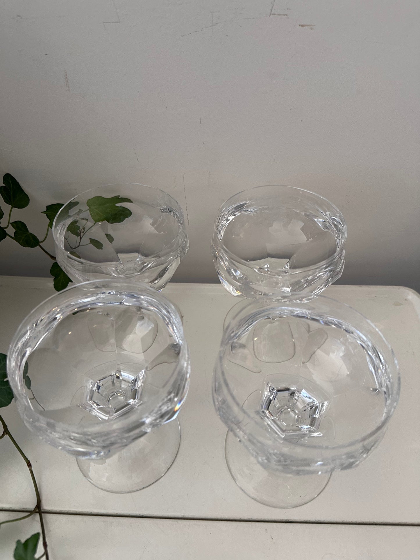 Set van 4 kristallen coupe champagne glazen