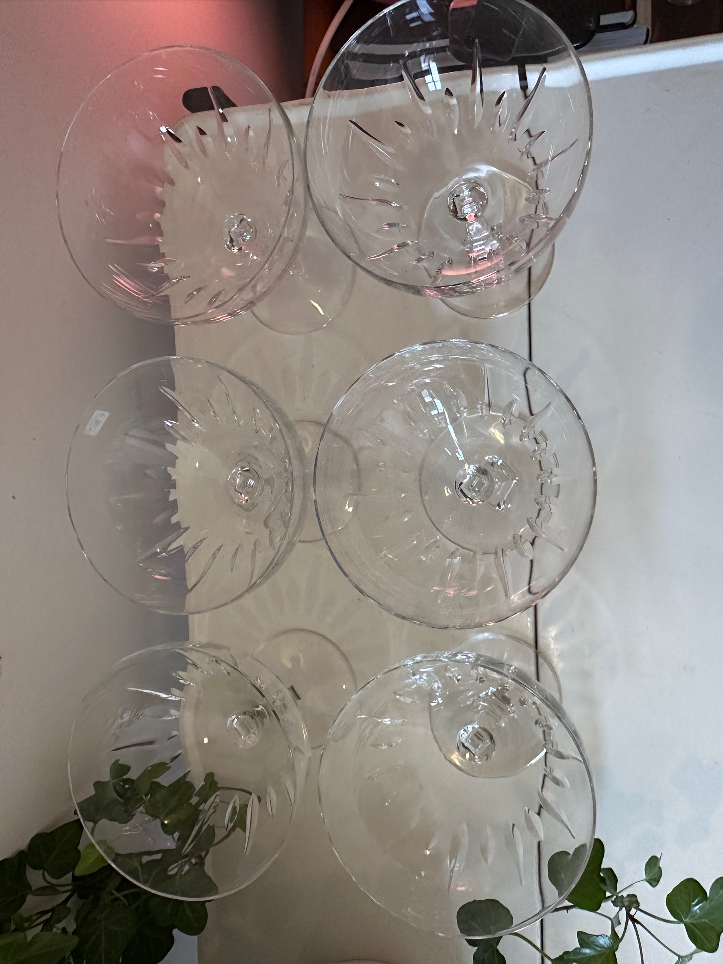 Set van 6 kristallen coupé champagne glazen