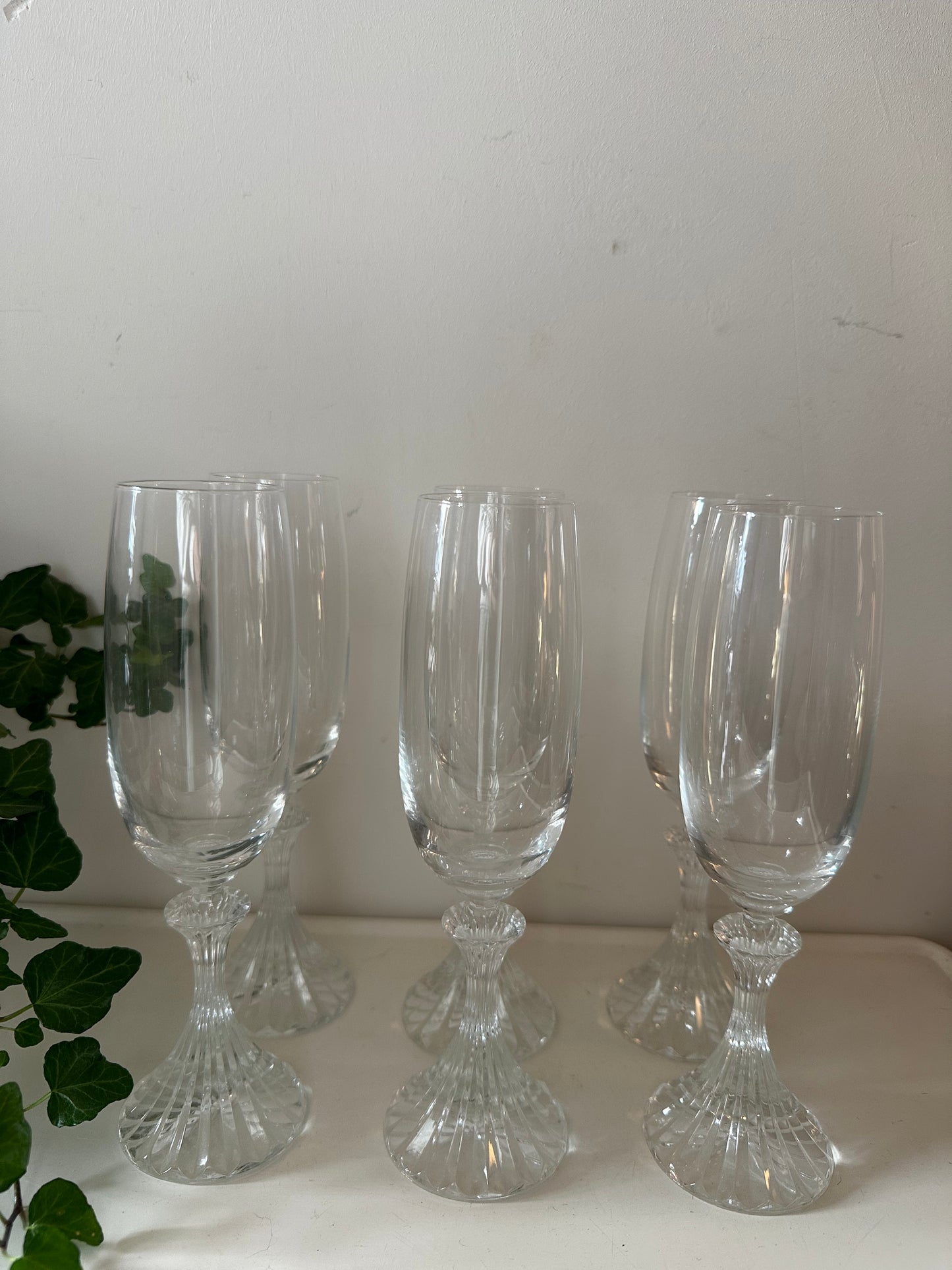 Set van 6 kristallen champagne flutes
