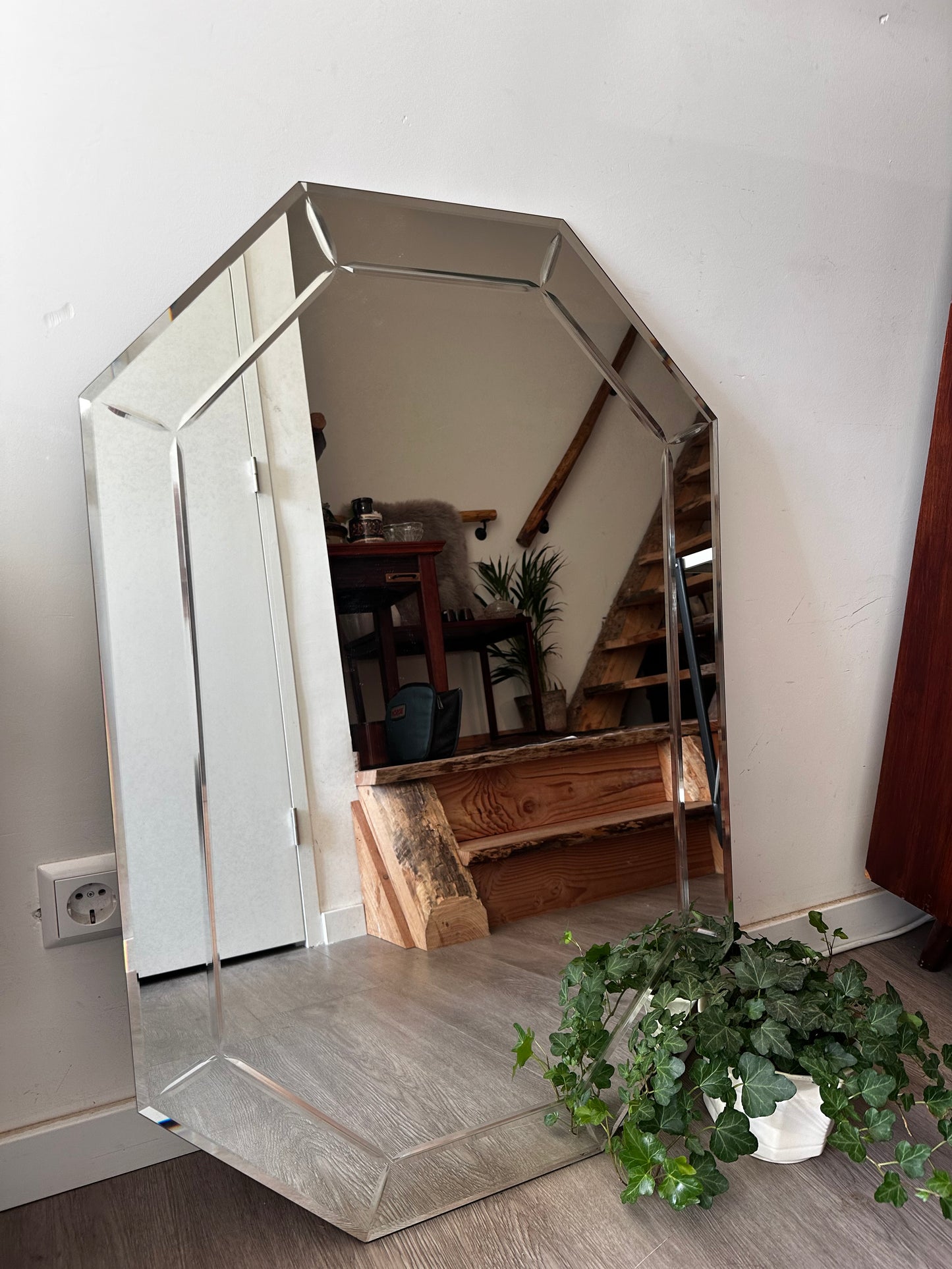 Vintage Jaren 80 spiegel facet geslepen