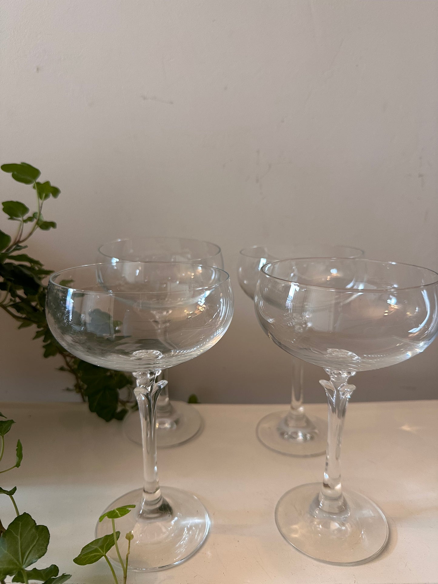 Set van 4 kristallen coupe champagne glazen