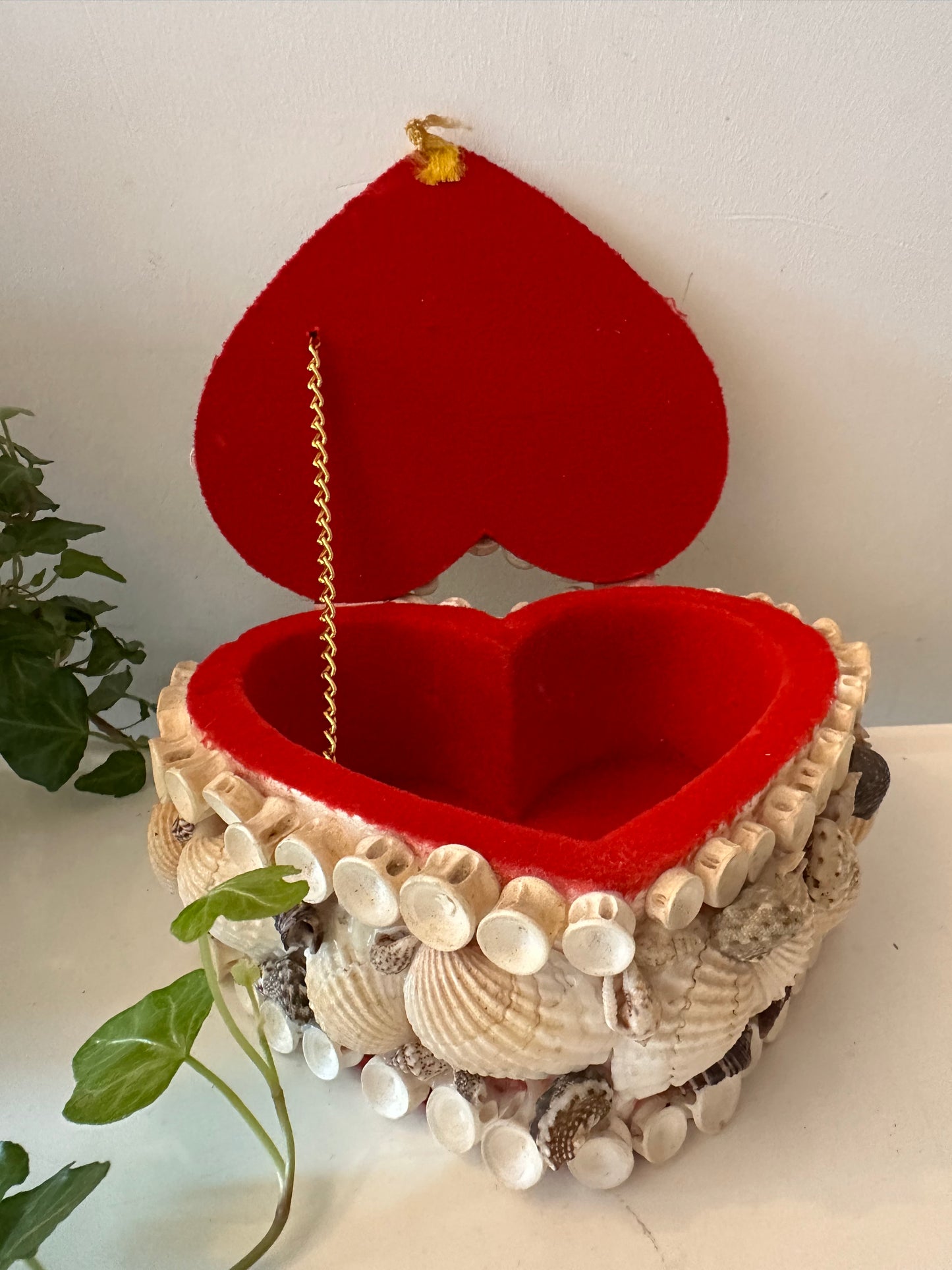 Sieradendoosje met schelpen hartvorm