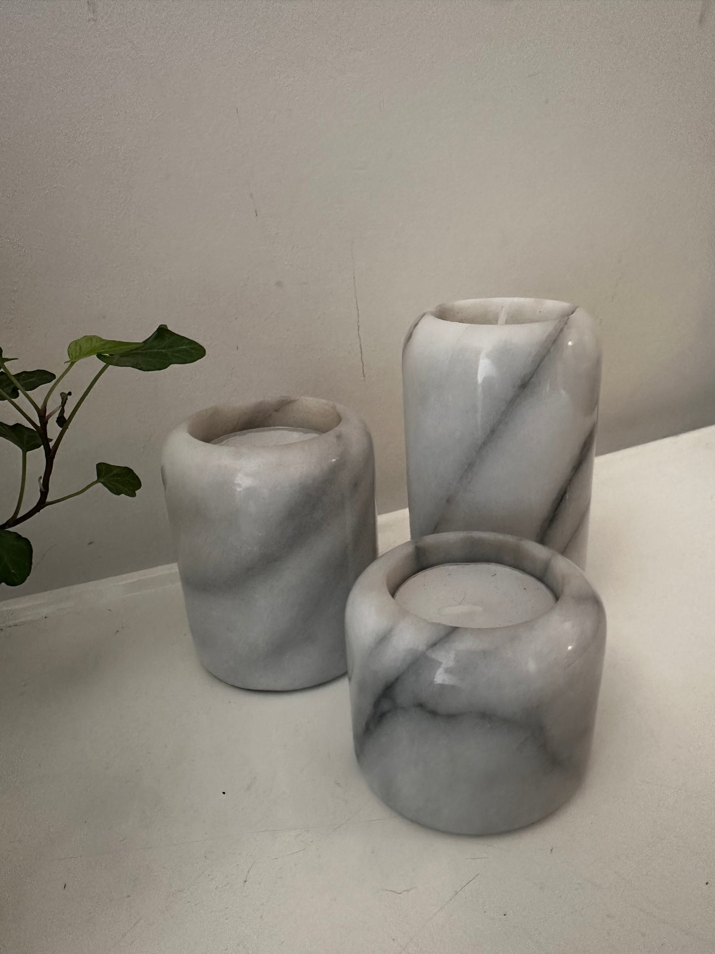 Onyx set van 3 waxinelichthouders