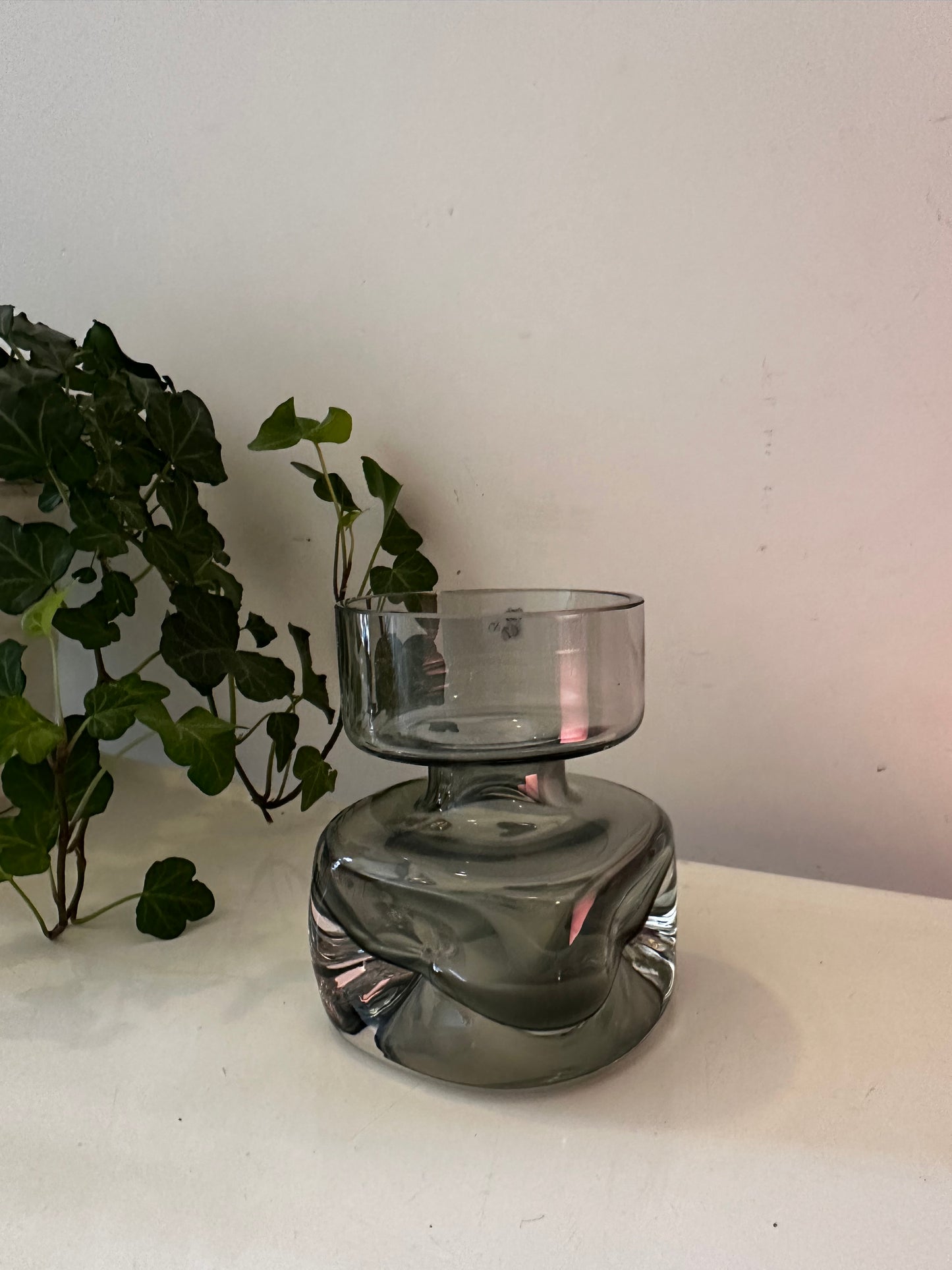 Rooklglazen vintage vaasje jaren 70