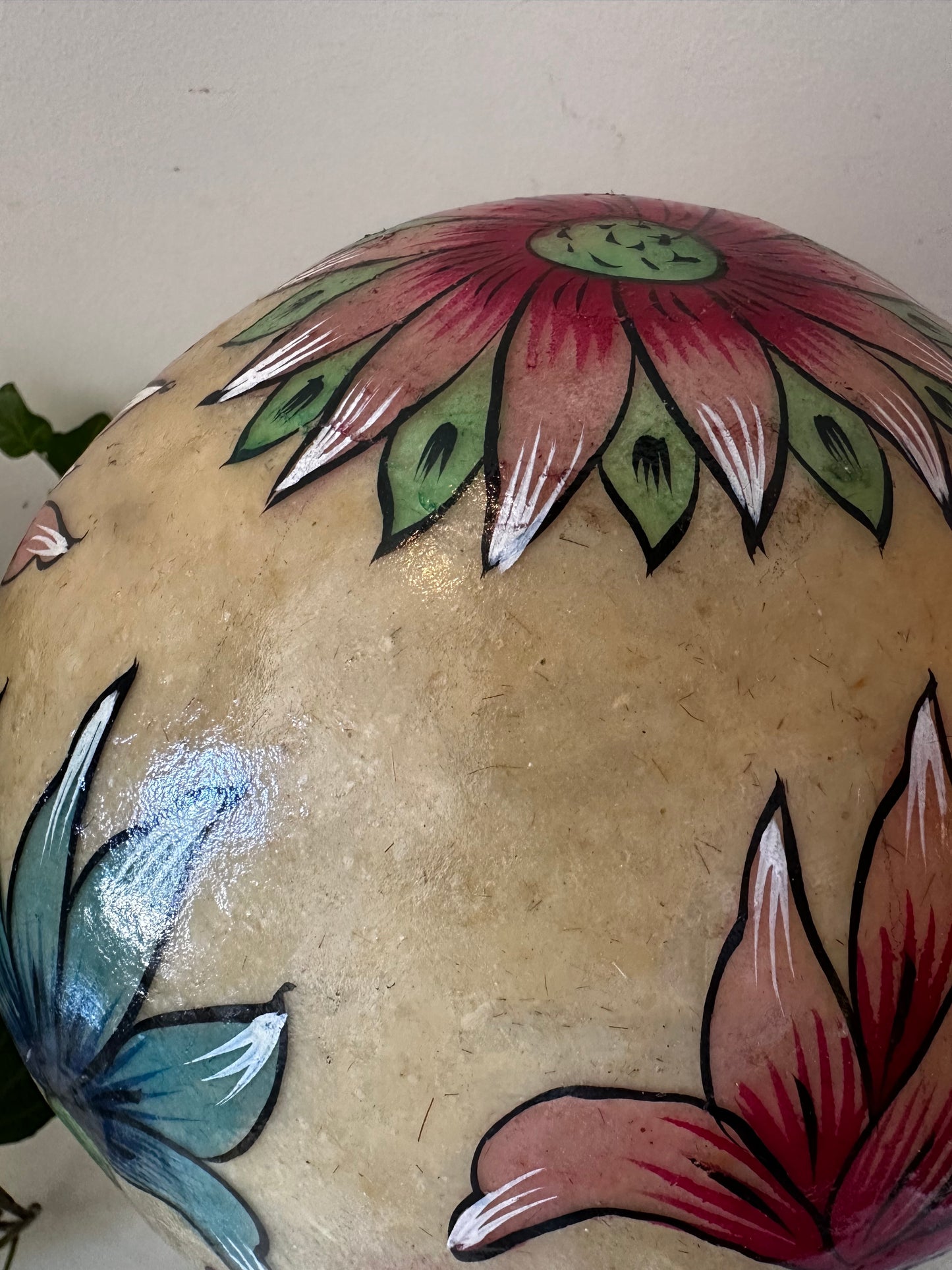Vintage lamp perkament kamelen huid met bloemenmotief